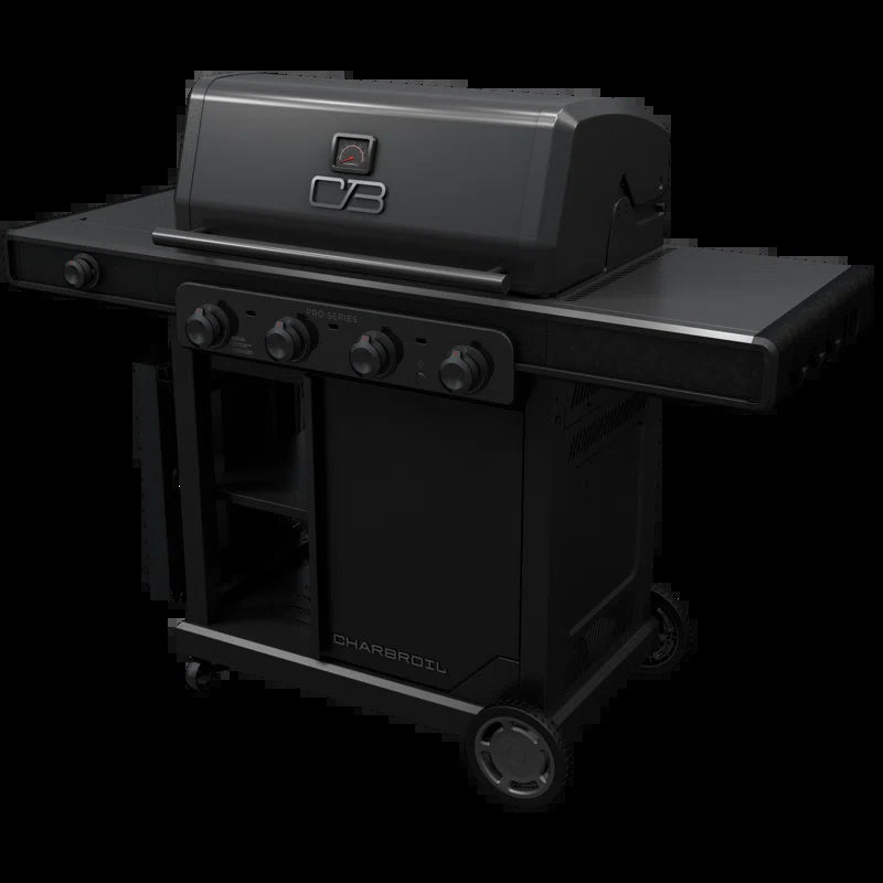 Pro Series 4-Burner Infrared Propane Gas Grill, Griddle, and Charcoal Combo with Side Burner