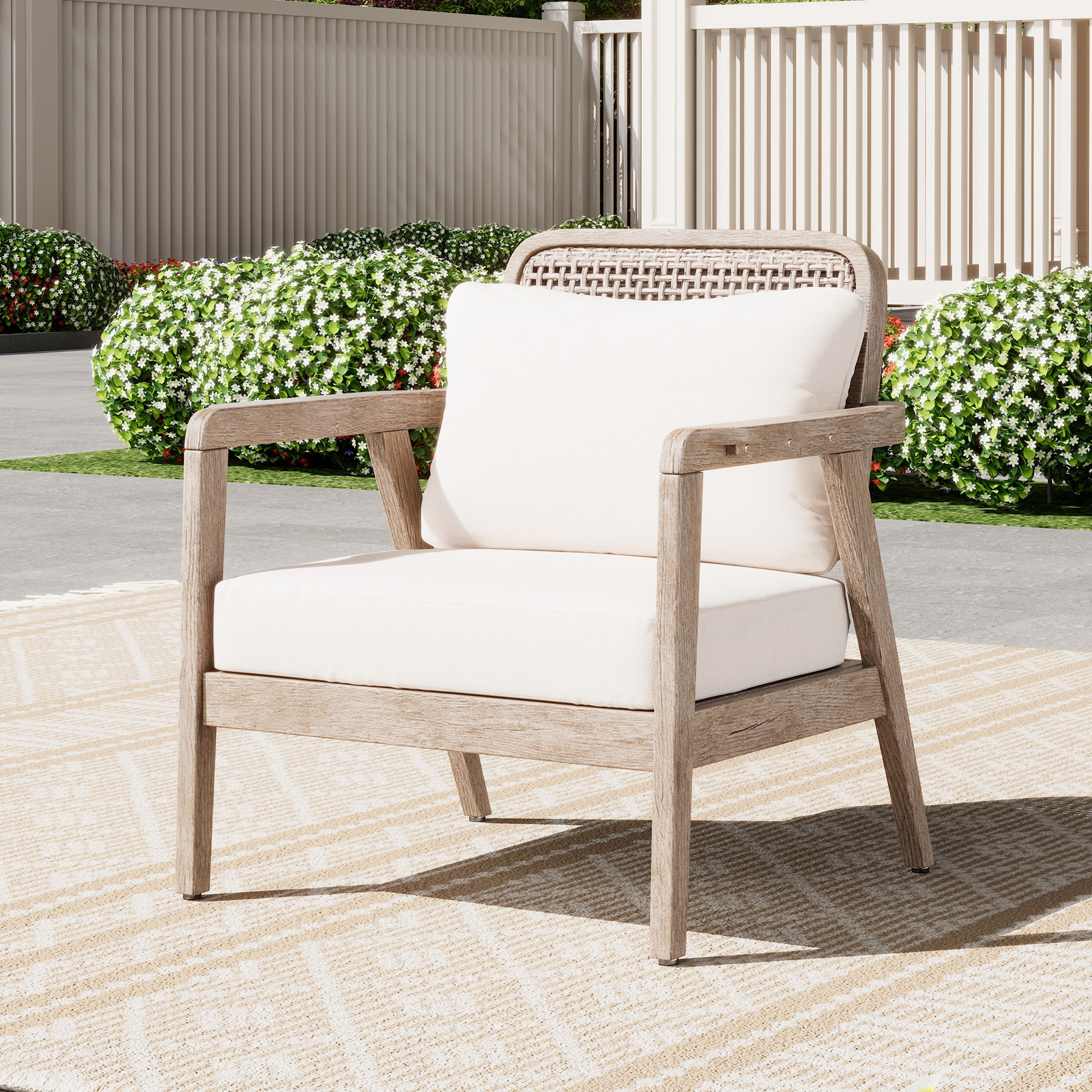Outdoor Acacia Wood Patio Club Chair
