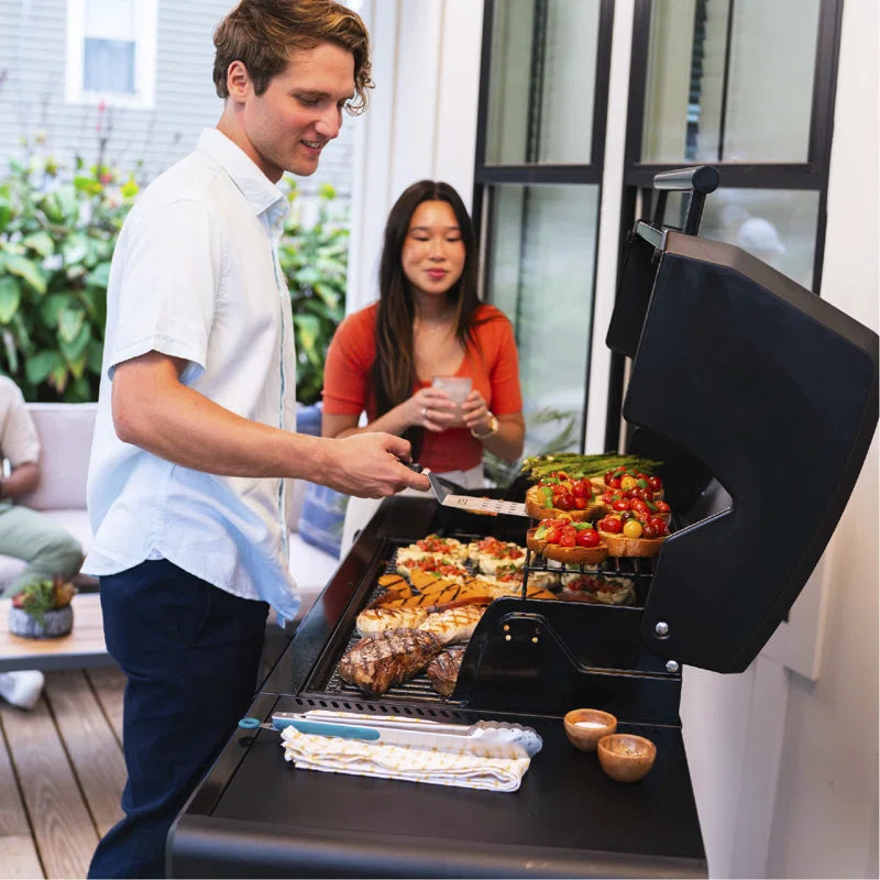 Pro Series 4-Burner Infrared Propane Gas Grill, Griddle, and Charcoal Combo with Side Burner