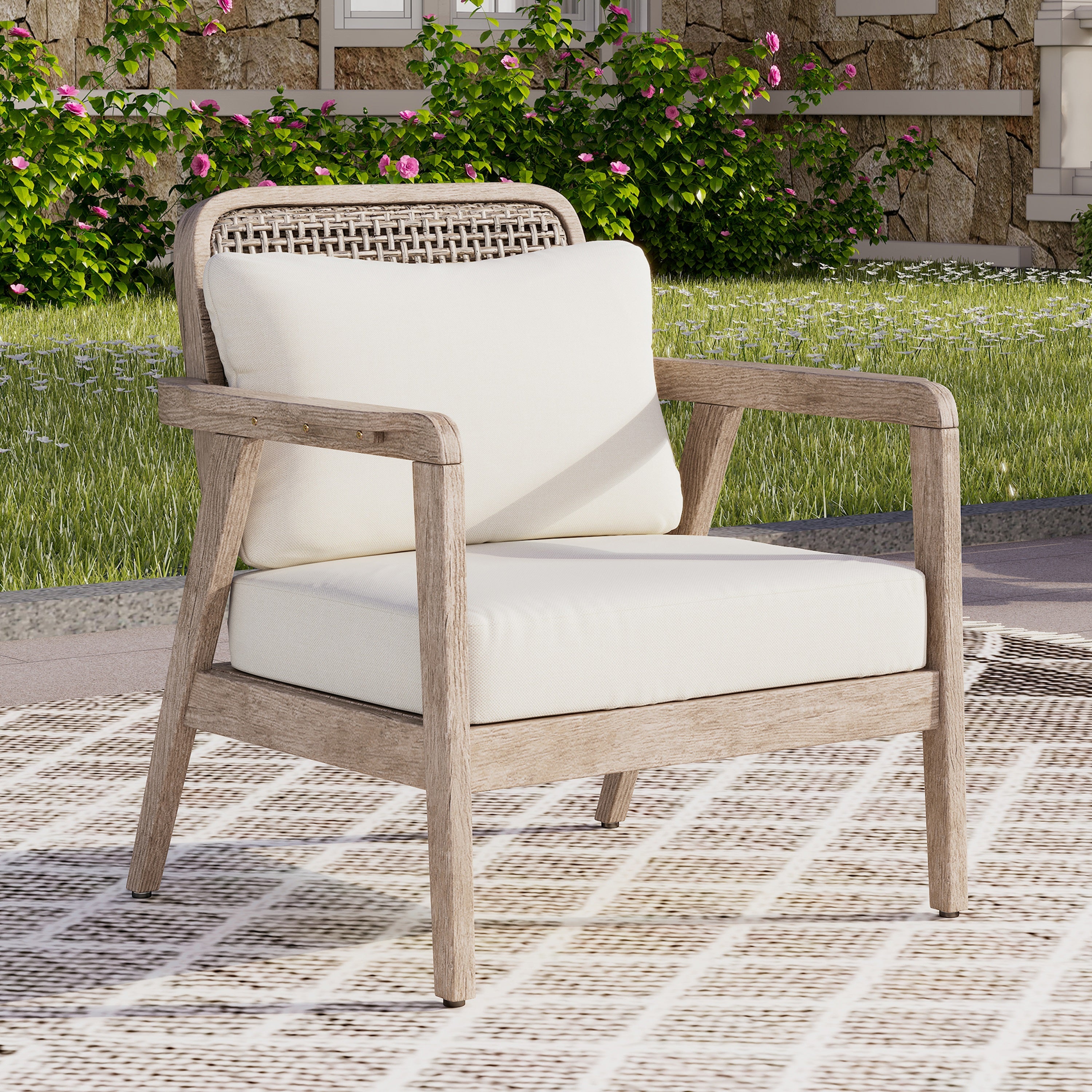 Outdoor Acacia Wood Patio Club Chair