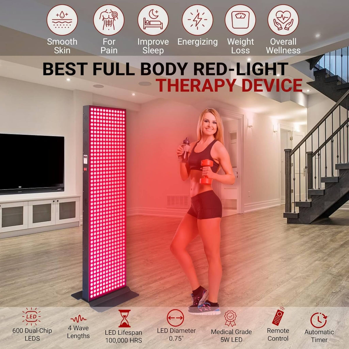 Full-Body Dual-Chip Clinical-Grade Red Light Therapy Panel