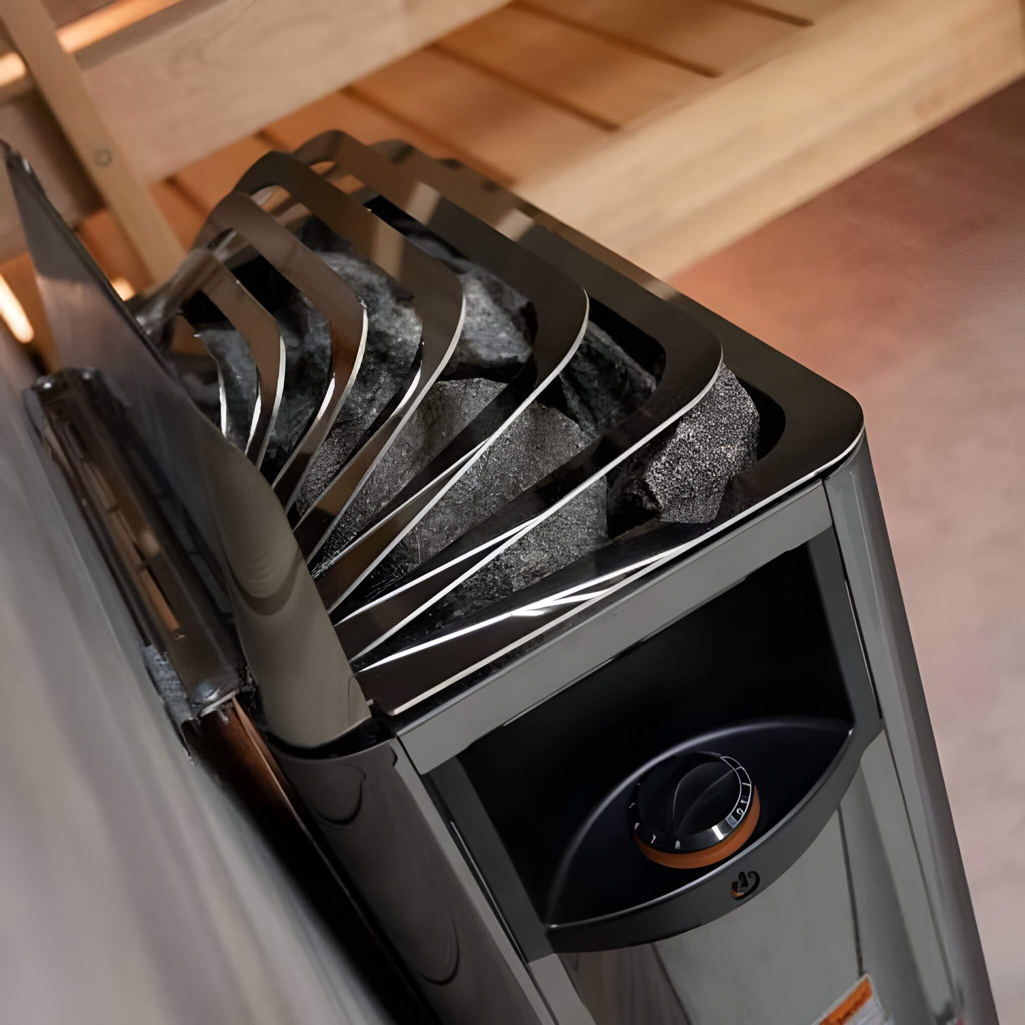 Harvia The Wall Stainless Steel Built-In Wall Mount Sauna Heater With Illuminated Controls & Sauna Stones