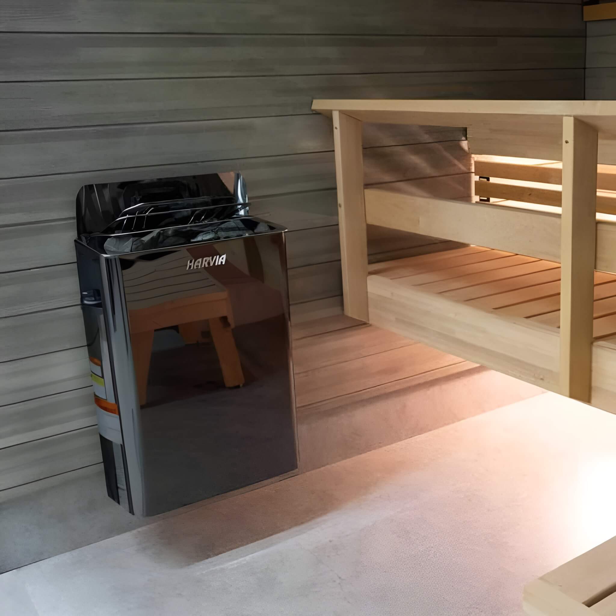 Harvia The Wall Stainless Steel Built-In Wall Mount Sauna Heater With Illuminated Controls & Sauna Stones