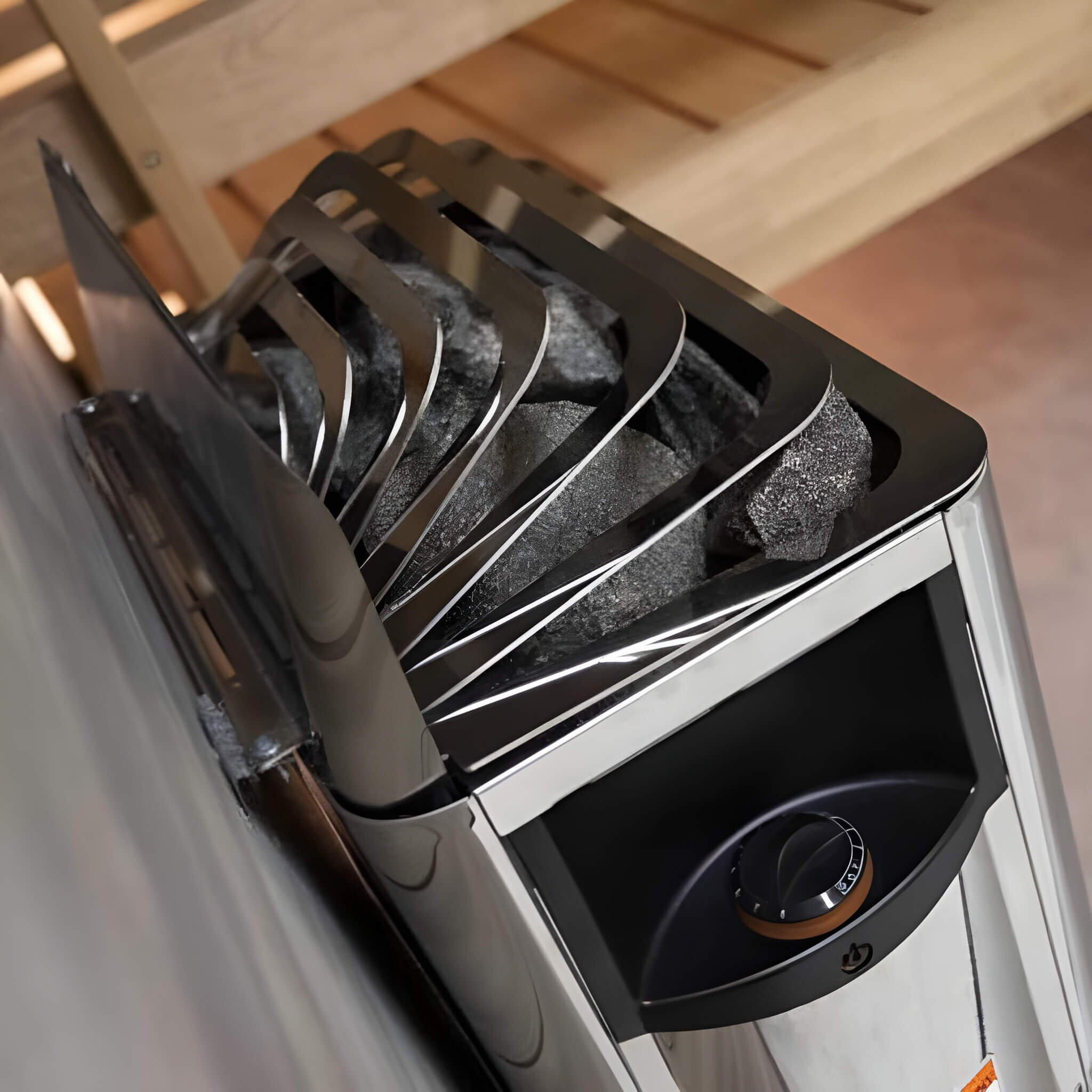 Harvia The Wall Stainless Steel Built-In Wall Mount Sauna Heater With Illuminated Controls & Sauna Stones