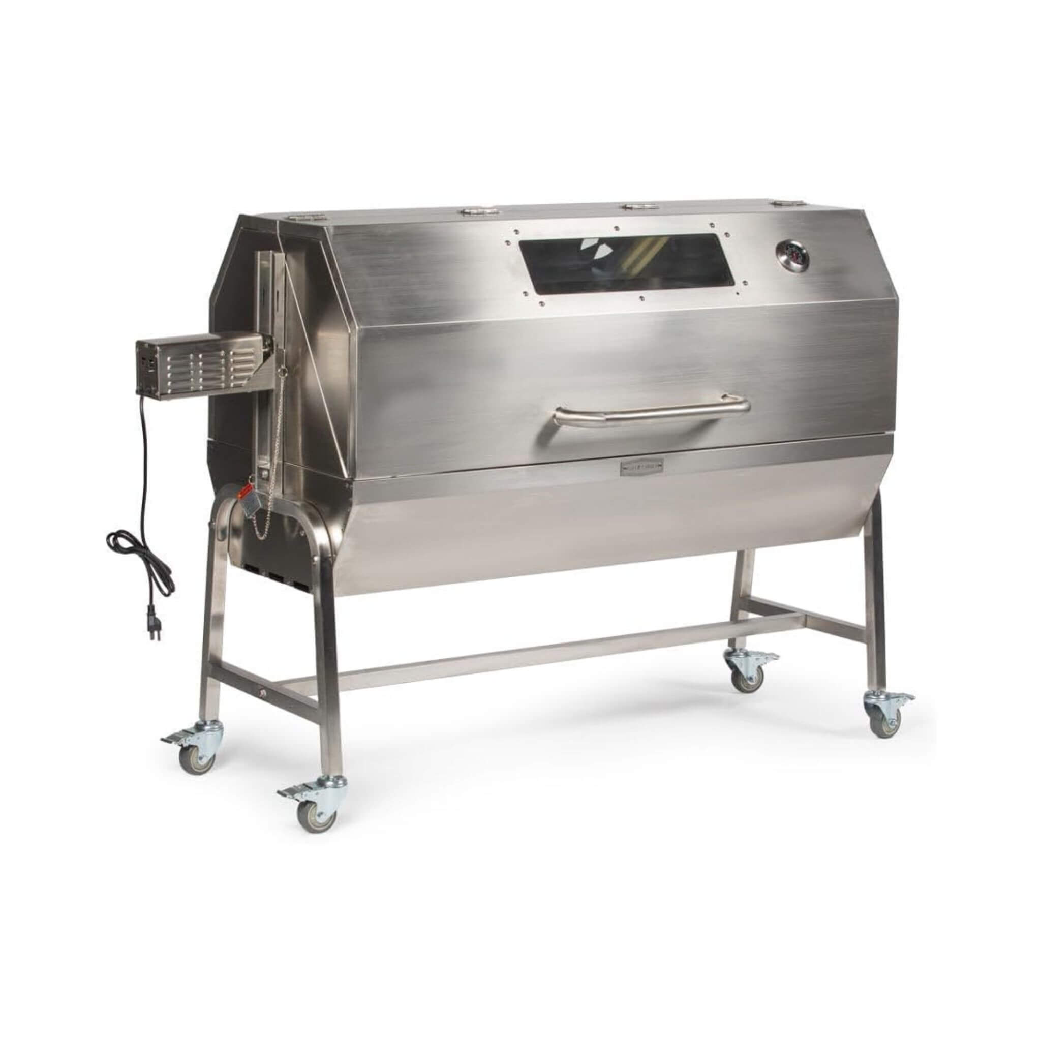 Heavy-Duty Commercial 125 LB Portable Electric Stainless Steel Hooded BBQ Rotisserie Grill With Viewing Window (SAK31975)
