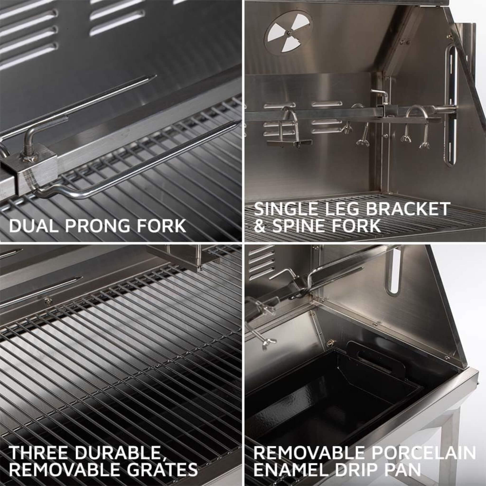 Heavy-Duty Commercial 125 LB Portable Electric Stainless Steel Hooded BBQ Rotisserie Grill With Viewing Window
