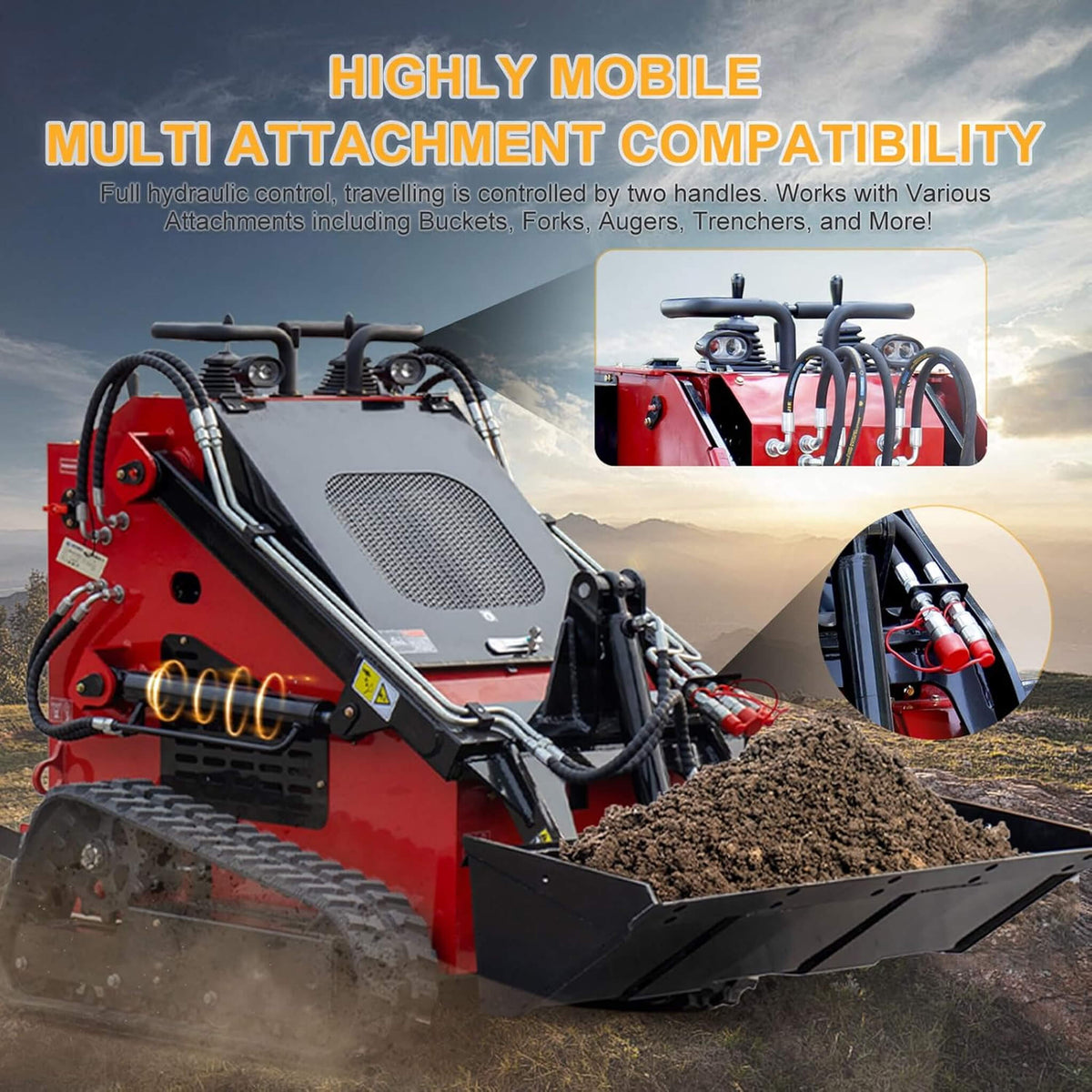 Heavy-Duty 13.5HP Mini Crawler Skid Steer Loader With Bucket