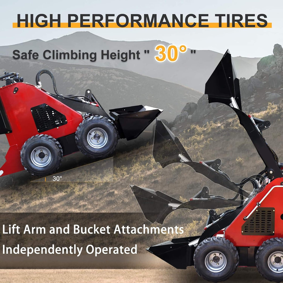 Heavy-Duty 13.5HP Mini Gas Skid Steer Loader With Wide Bucket