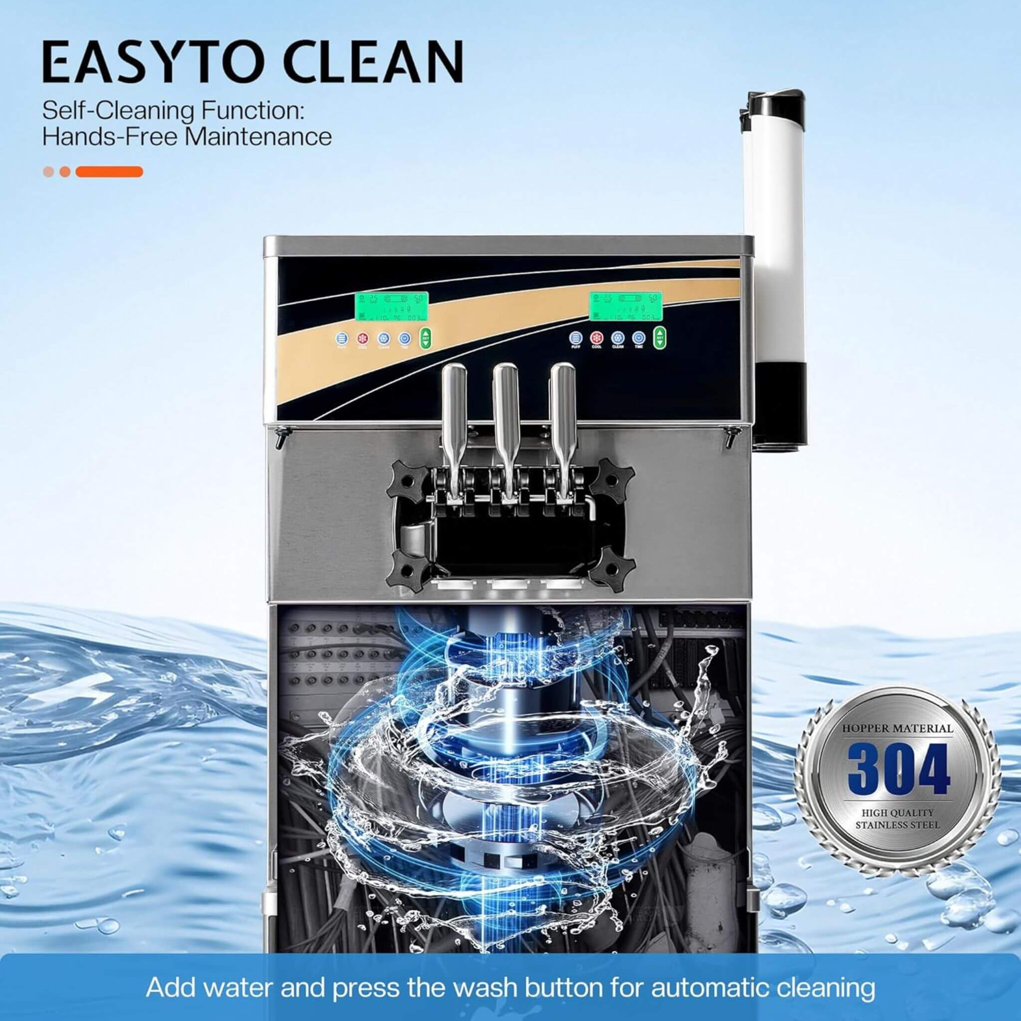 Heavy-Duty 45L/H 3-Flavor Dual Compressor Commercial Soft Serve Ice Cream Machine