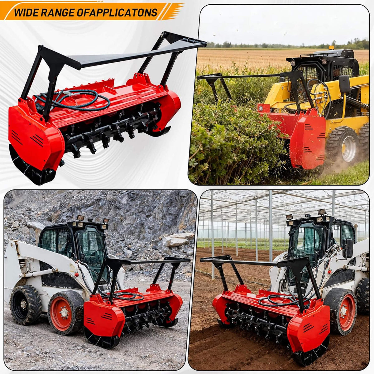 Heavy-Duty 46-Inch Drum Forestry Skid Steer Mulcher Attachment