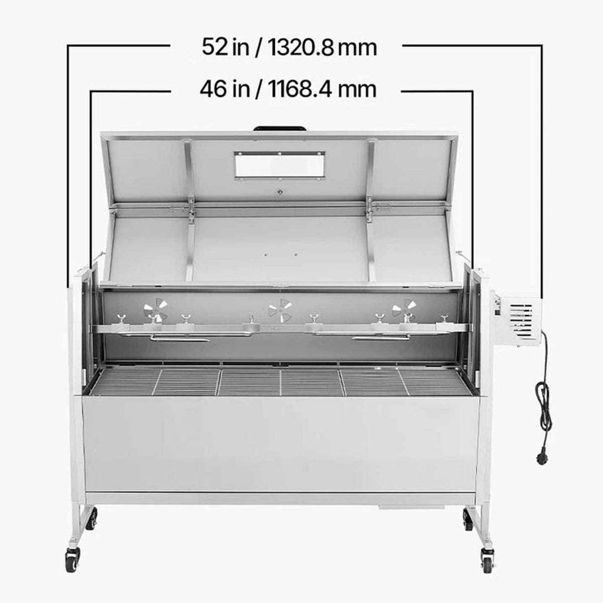 Heavy-Duty 52W Spit Roaster Rotisserie BBQ Grill For Pig, Lamb And Chicken