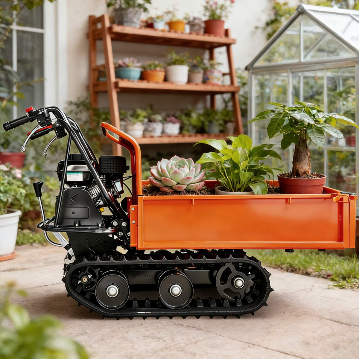 660LBS Heavy-Duty 6.5HP 208CC Gas-Powered Track Barrow