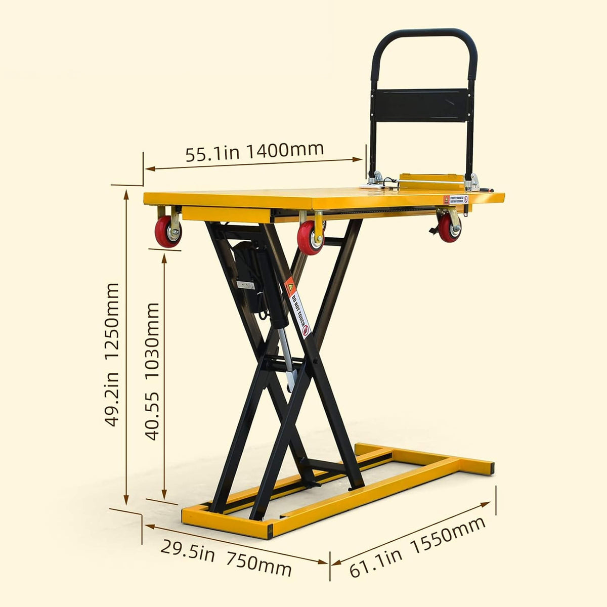 Heavy-Duty 660LBS Portable Electric Lift Table Handcart