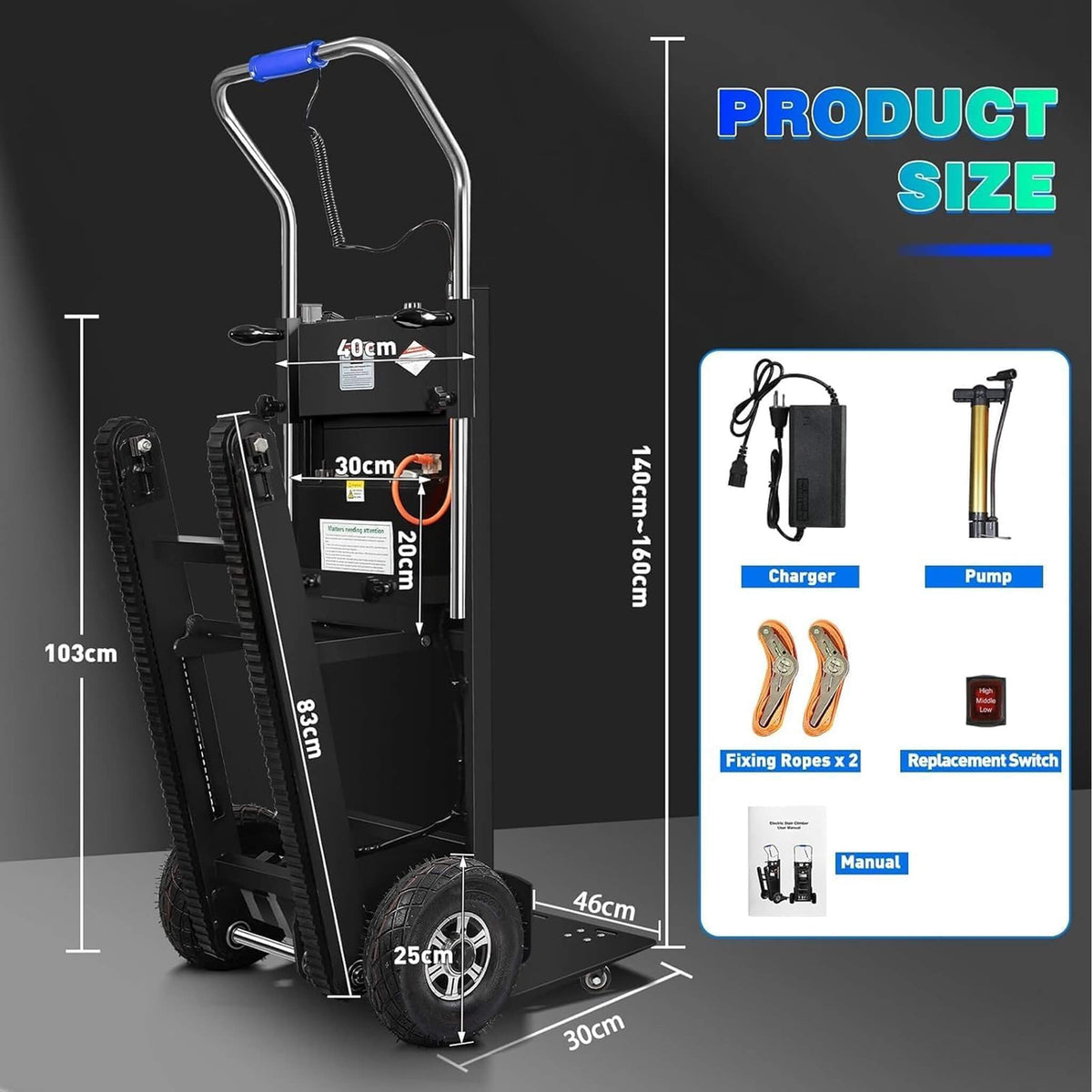 Heavy-Duty 900LBS Electric Motorized Stair Climbing Dolly