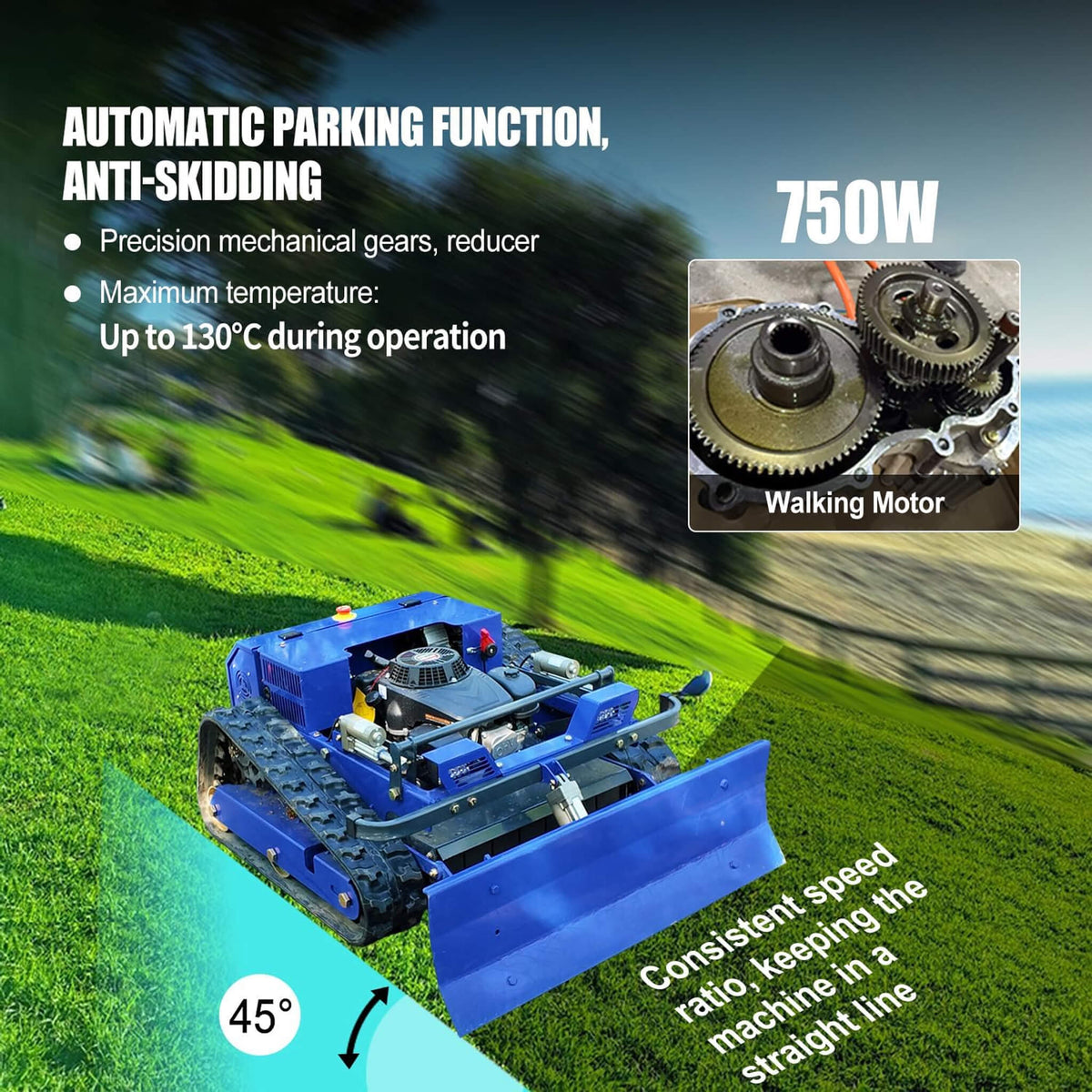 Heavy-Duty Commercial Remote-Controlled Lawn Mower With Snow Plow