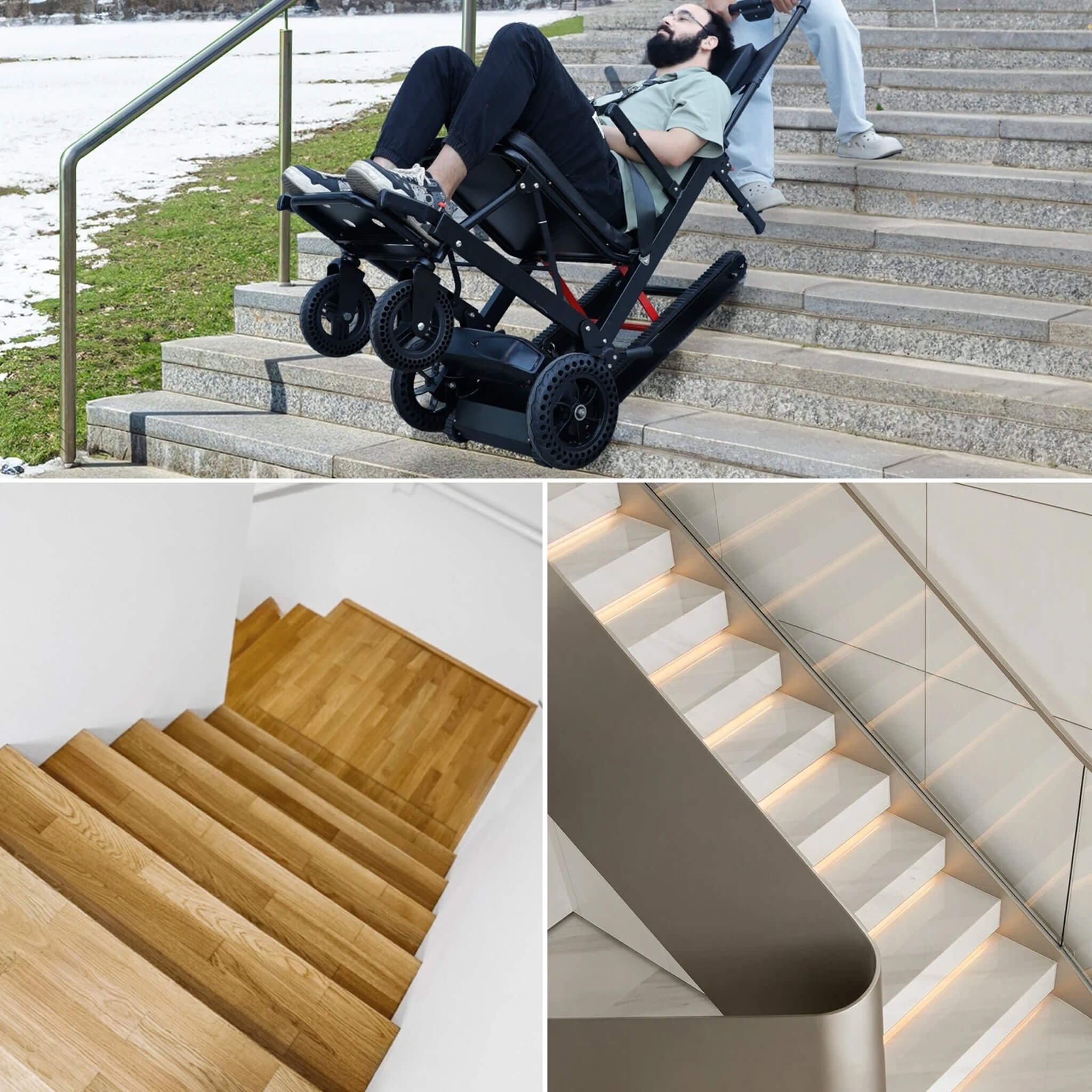 Motivo Heavy-Duty Electric Foldable Stair Climbing Wheelchair, 450LBS (FDA-Approved)