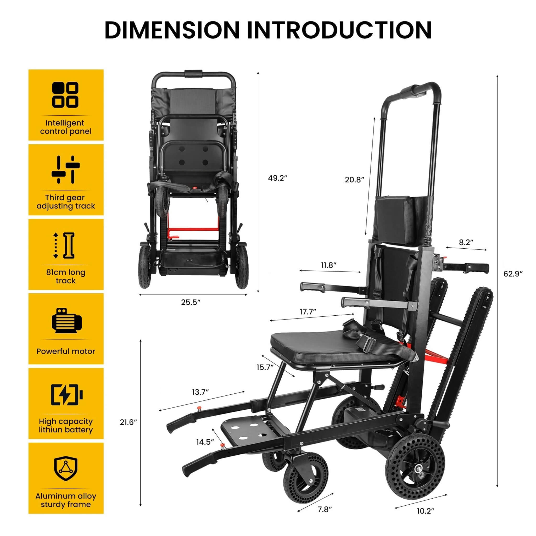 Motivo Heavy-Duty Electric Foldable Stair Climbing Wheelchair, 450LBS (FDA-Approved)