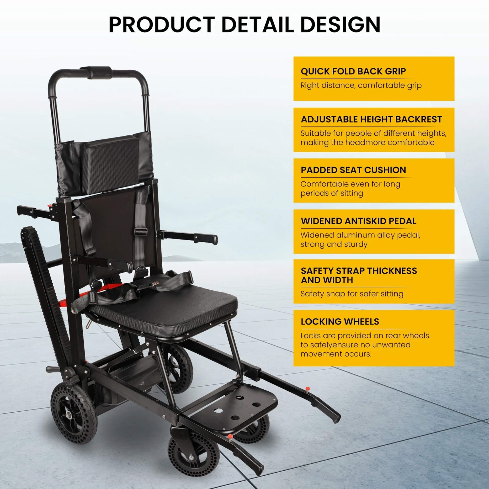 Motivo Heavy-Duty Electric Foldable Stair Climbing Wheelchair, 450LBS (FDA-Approved)