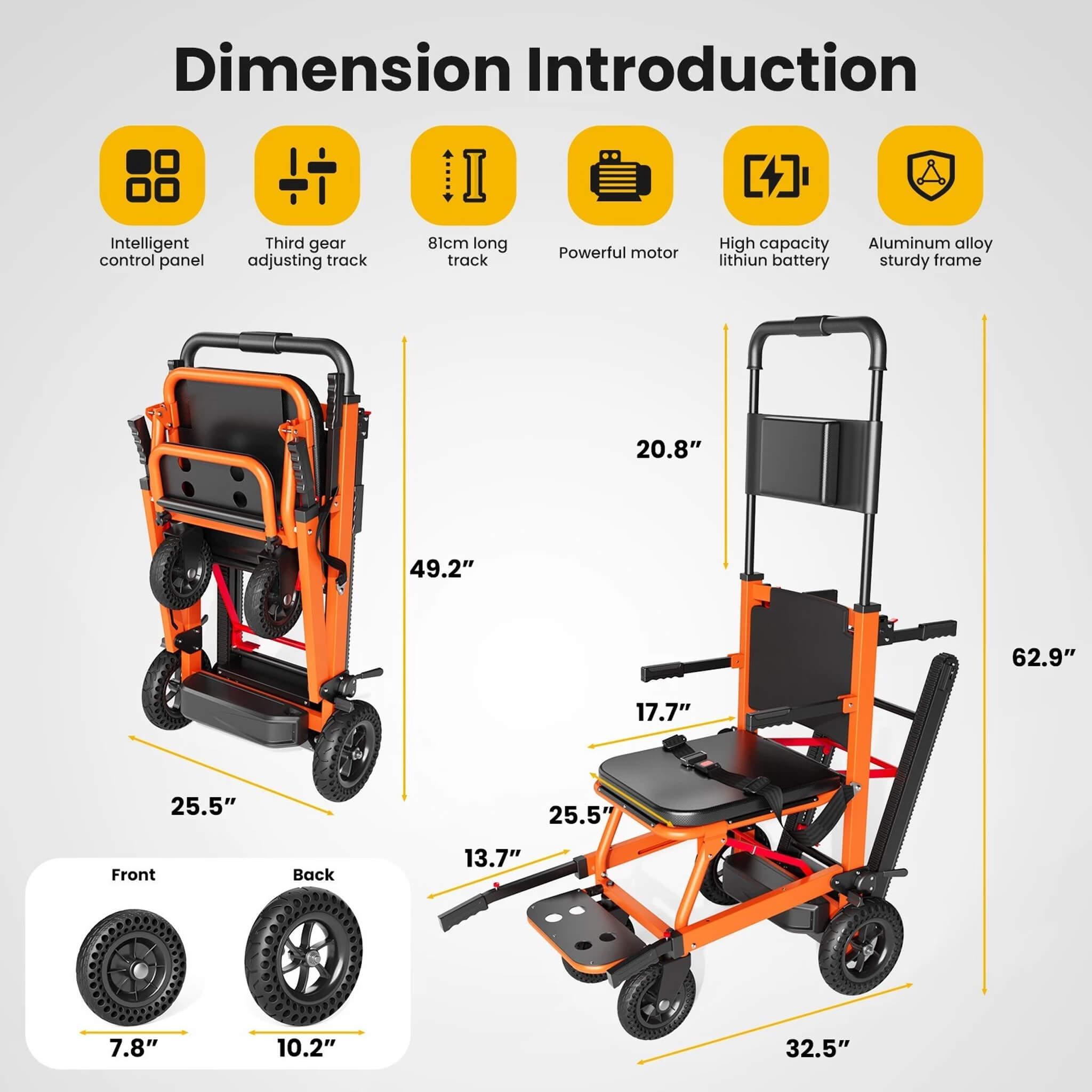 Motivo Heavy-Duty 440LBS Motorized Stair Climbing Wheelchair