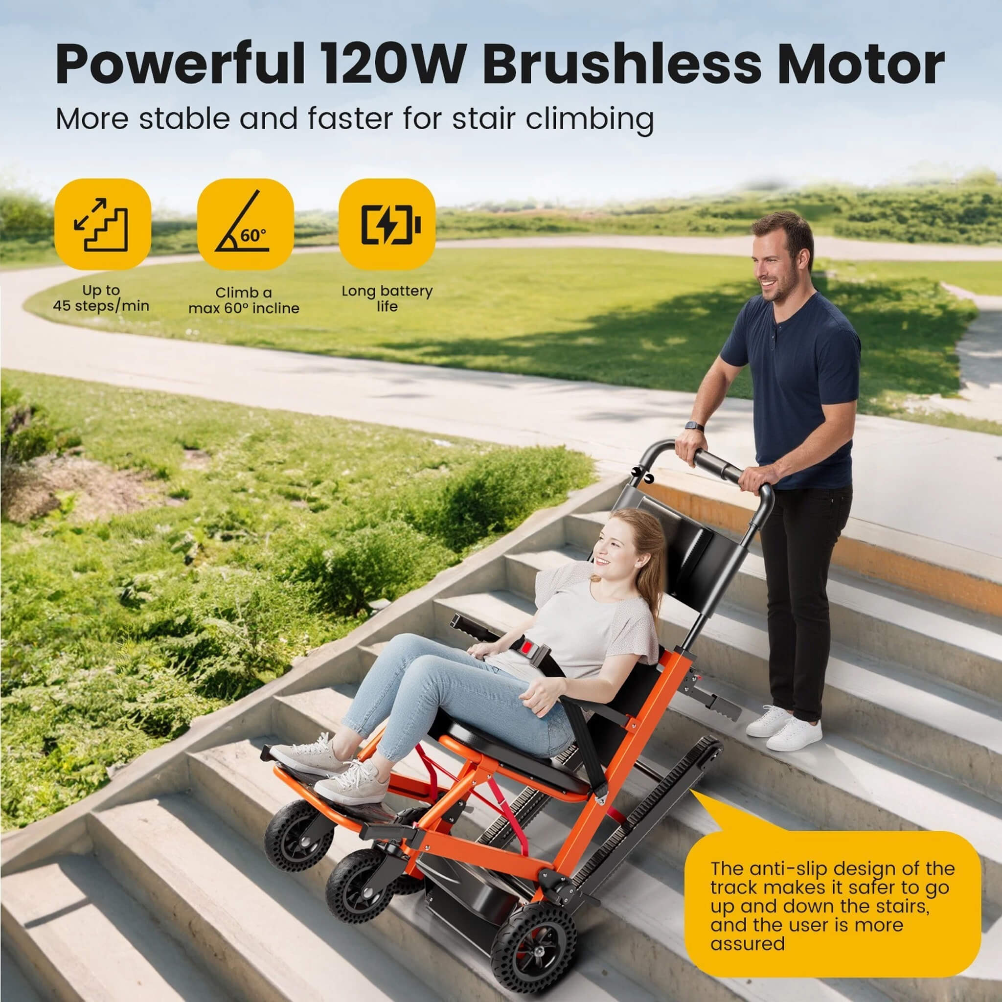 Motivo Heavy-Duty 440LBS Motorized Stair Climbing Wheelchair