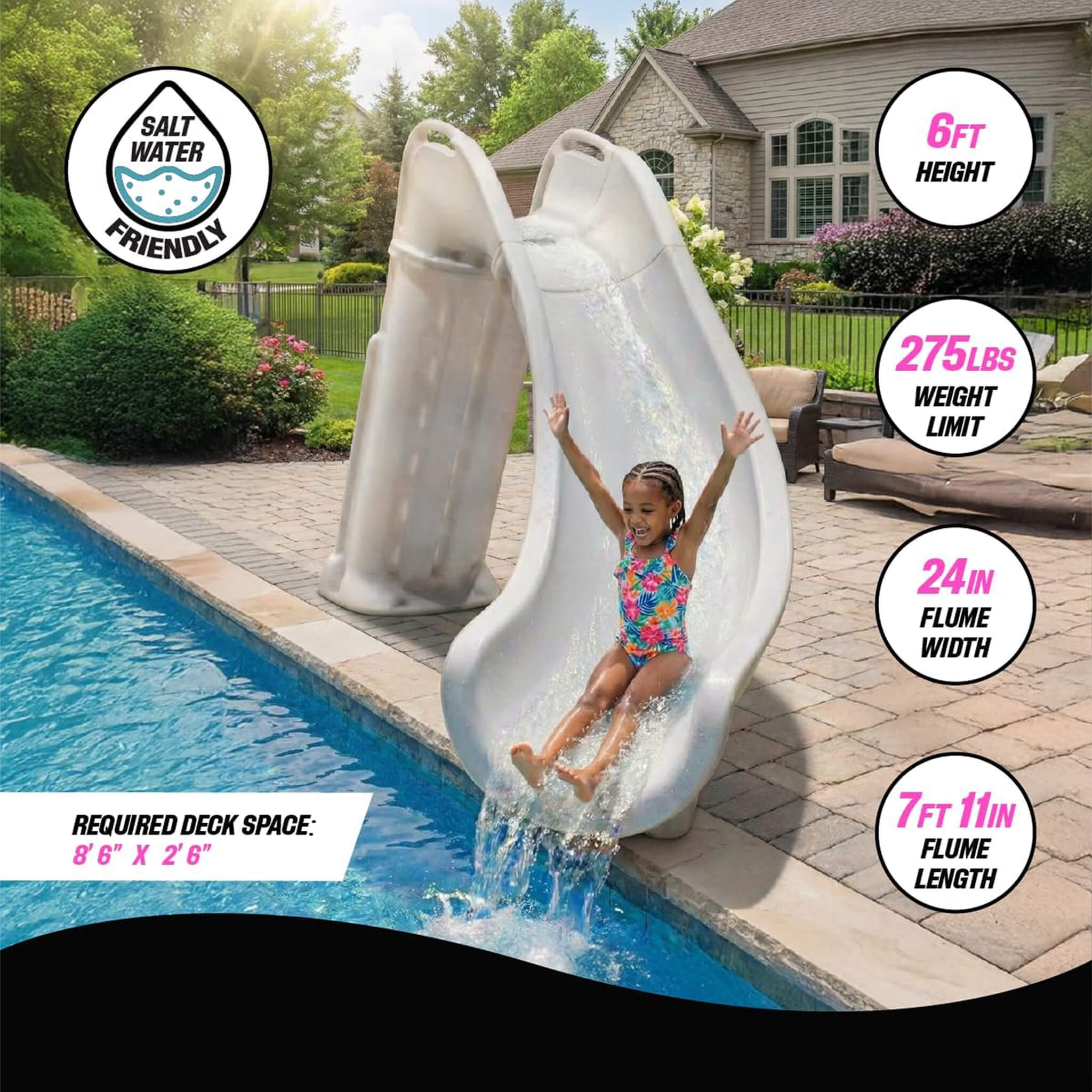 Heavy-Duty Commercial Reinforced Leak-Proof Waterslide With Handrails