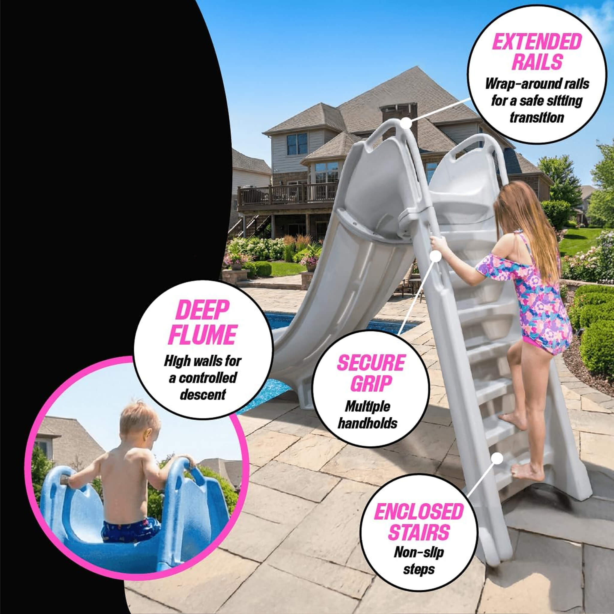 Heavy-Duty Commercial Reinforced Leak-Proof Waterslide With Handrails