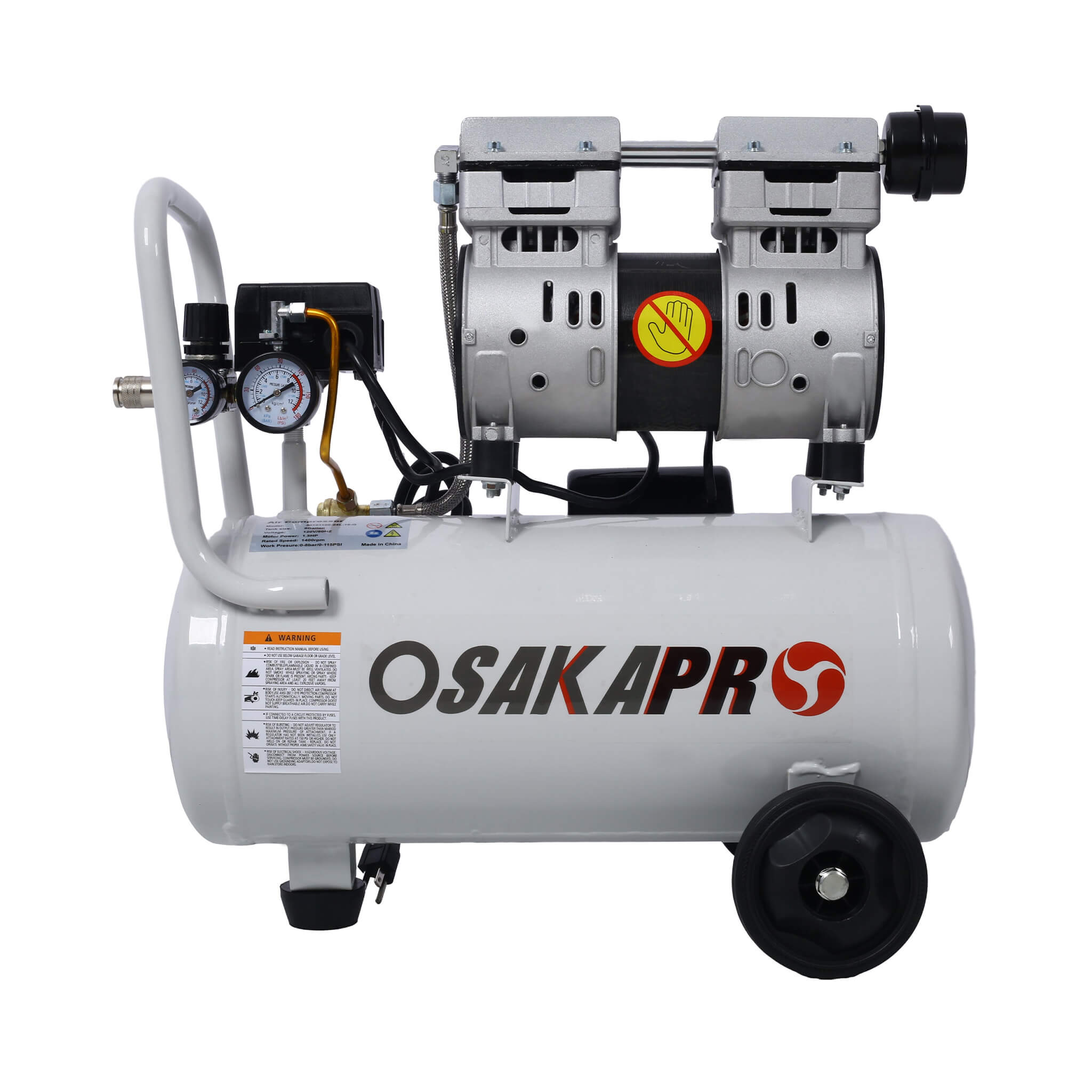 Heavy Duty 1.5/2.5HP Silent Oil-Free Portable Air Compressor With Wheels And Auto Drain