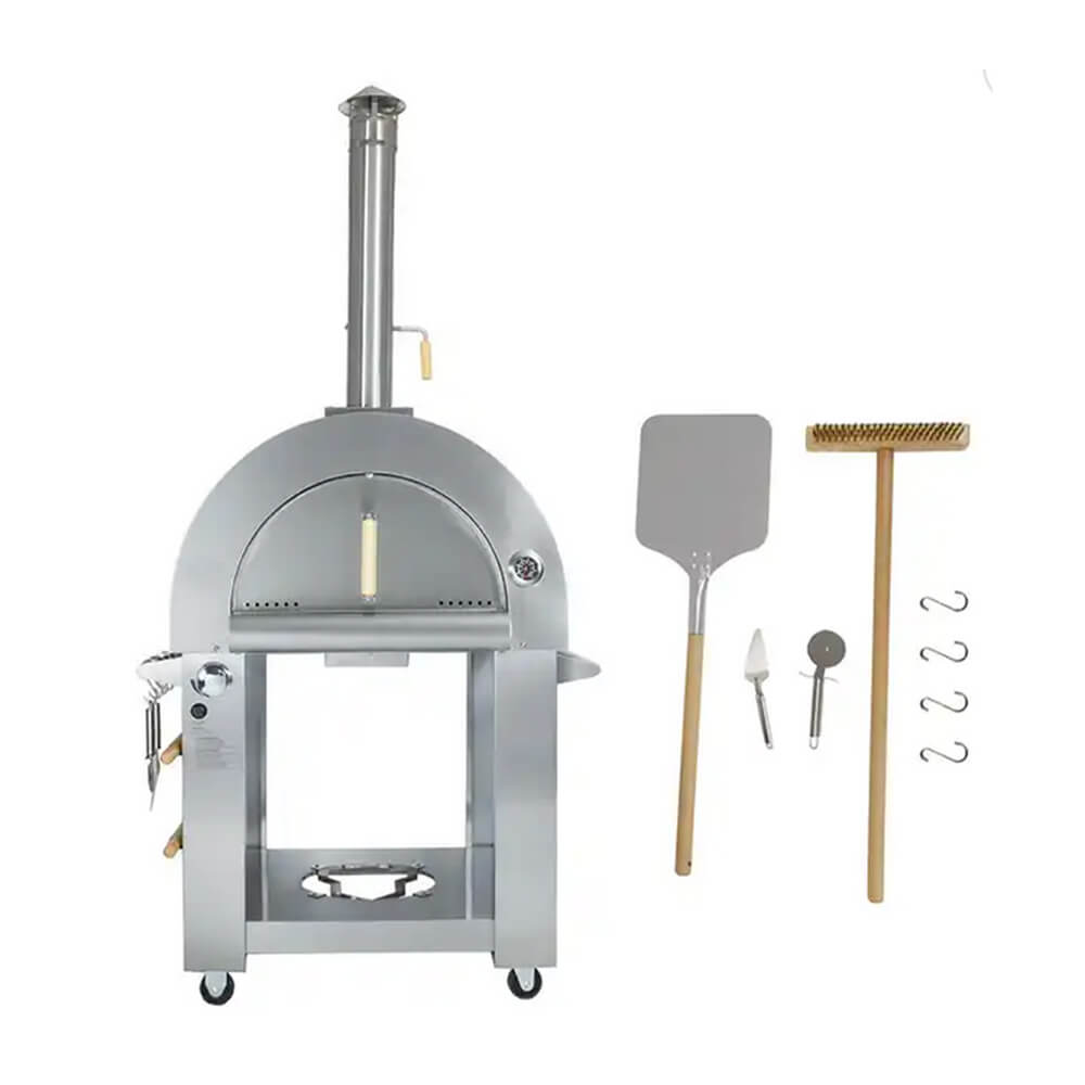 KoKoMo Grills Premium 32-Inch Stainless Steel Dual Fuel Gas Or Wood Fired Pizza Oven
