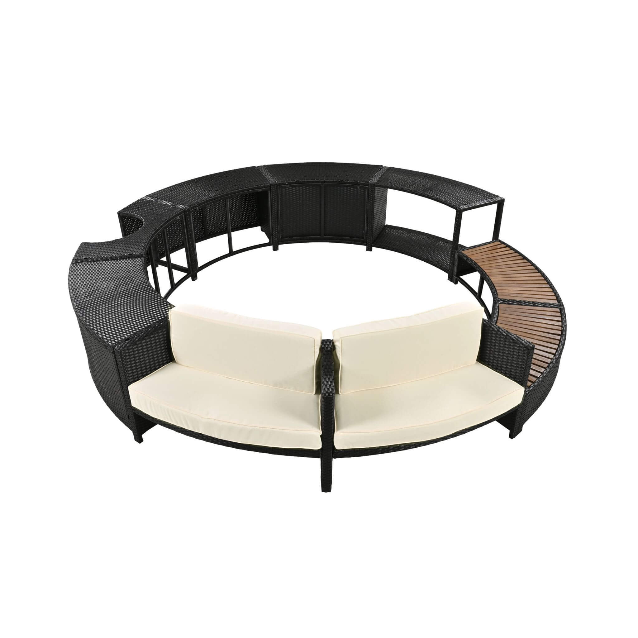 Alora Large Premium Surround Spa Patio Rattan Sofa Set With Storage Compartments And Cushions (SAK75629)
