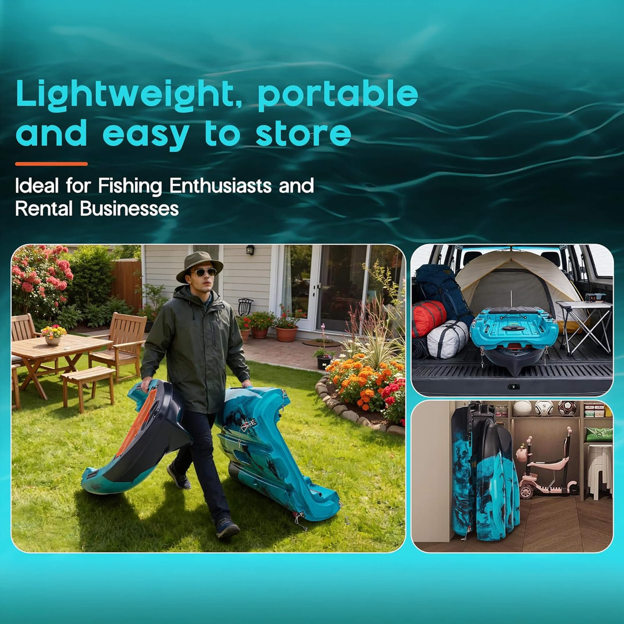 Lightweight 10FT 1-Person Modular Fishing Kayak With Propeller Drive System