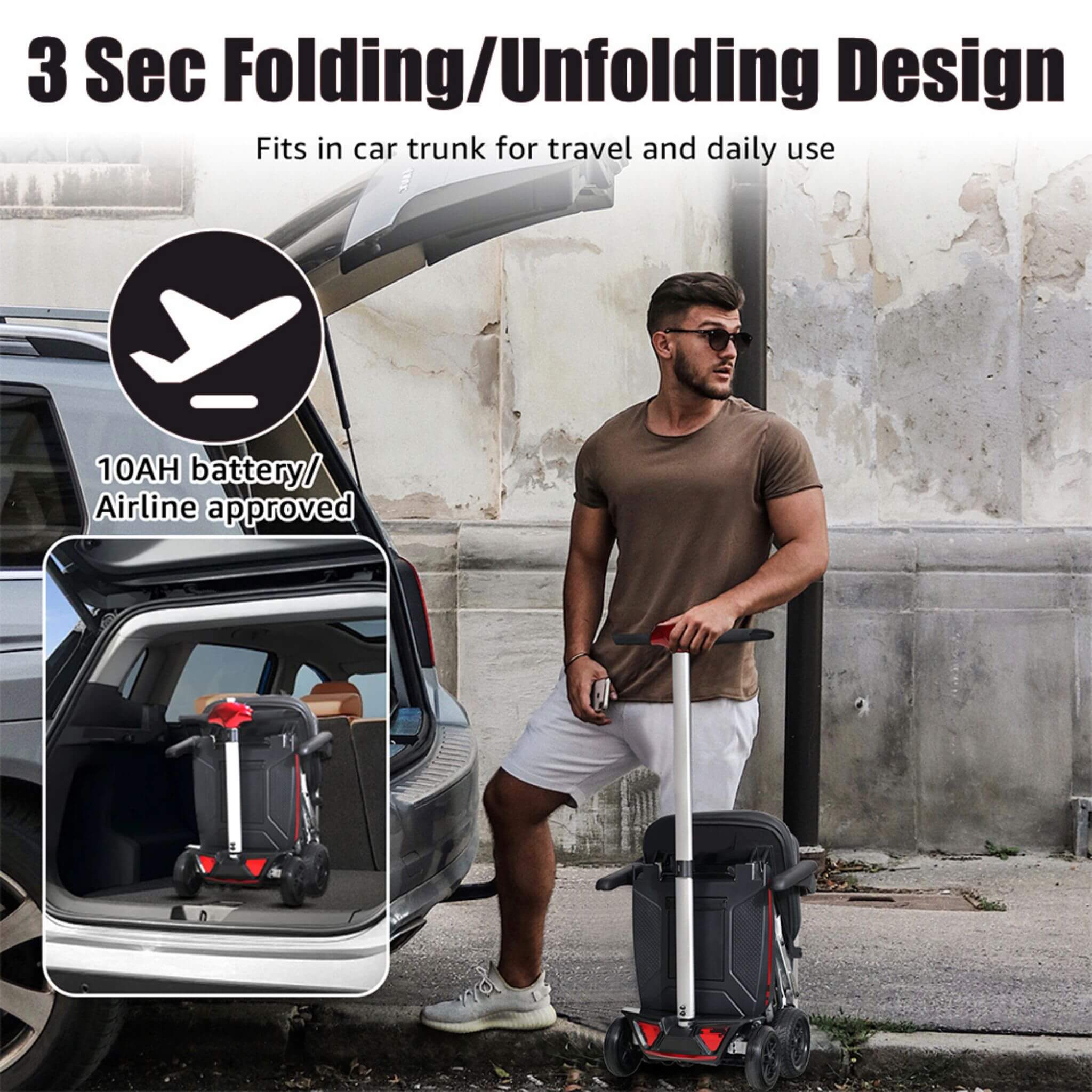 Lightweight Powered Folding Mobility Scooter For Adults And Seniors
