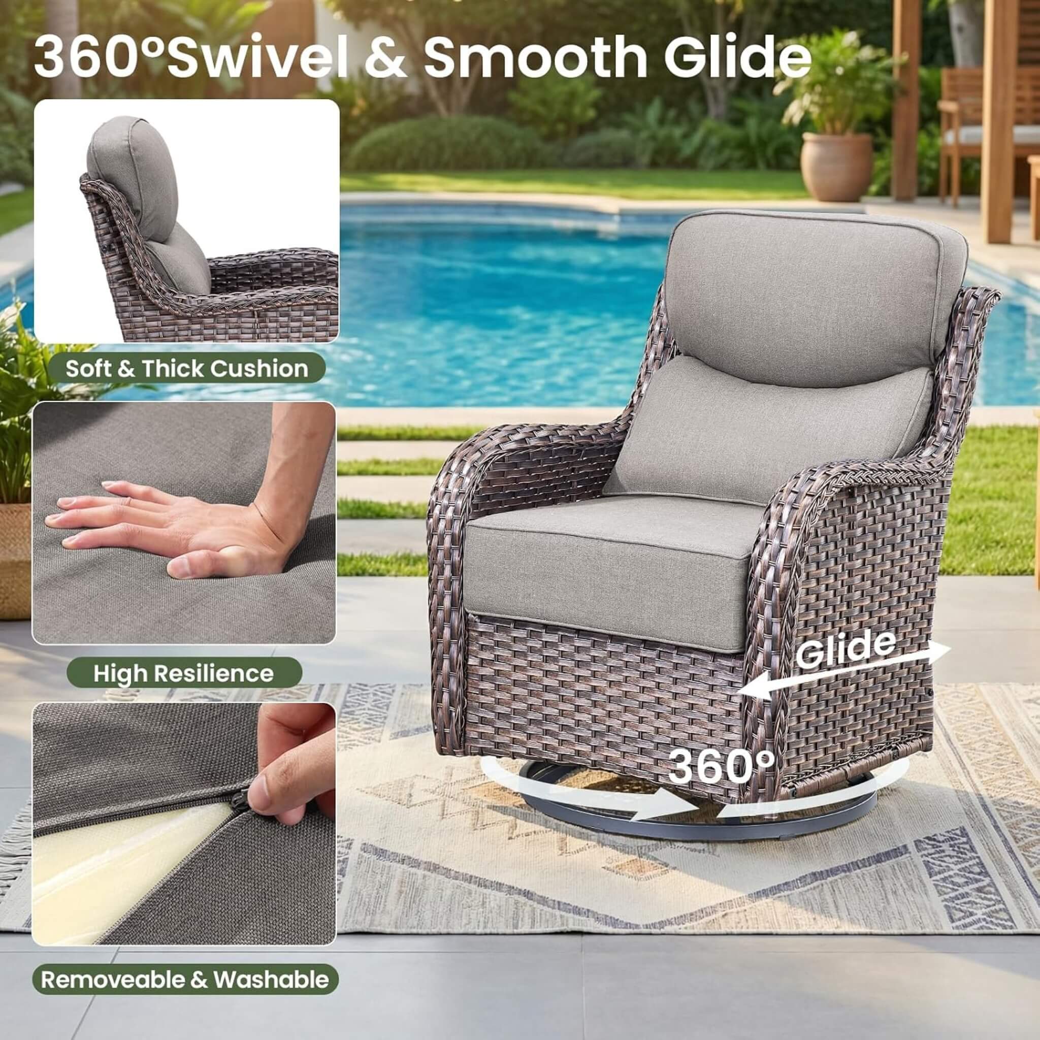 Alora Luxury 7-Piece Outdoor Patio Furniture Set With Fire Pit Table