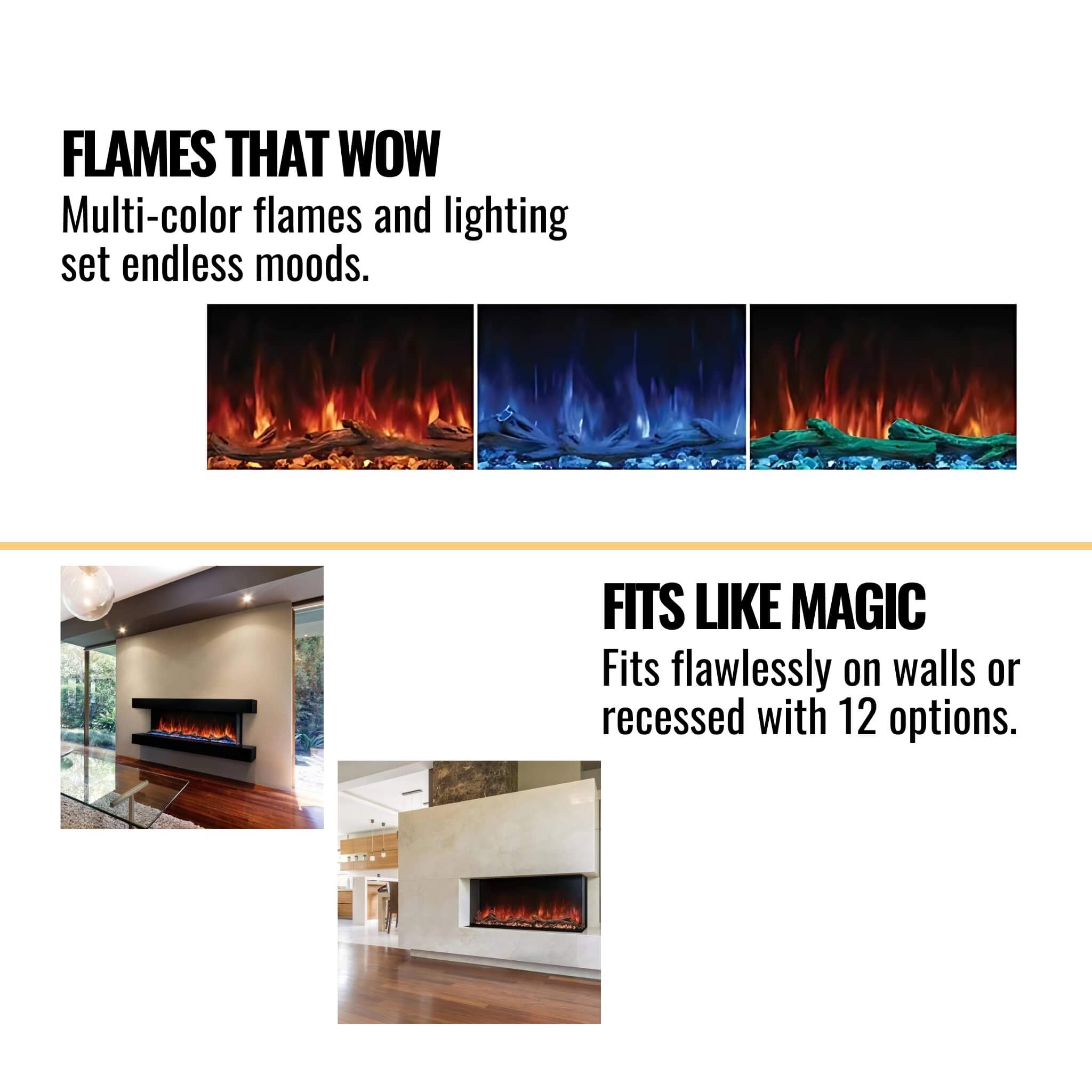 Modern Flames Landscape Pro Multi 120-Inch Linear Multi-Sided Electric Fireplace