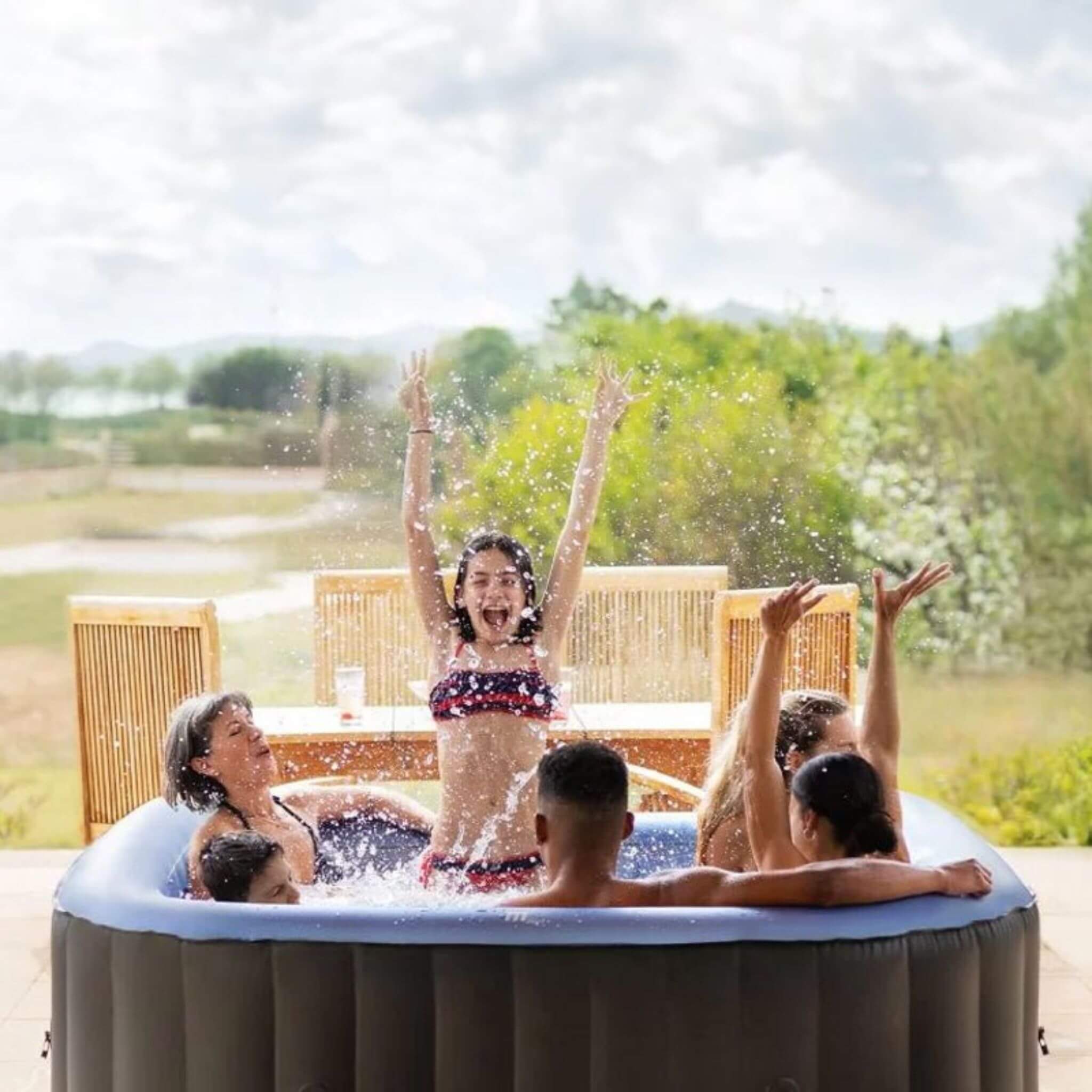MSpa C-TE062 Tekapo Comfort Series Six-Person Inflatable Square Bubble Spa Hot Tub With 132 Bubble Jets (SAK80641)