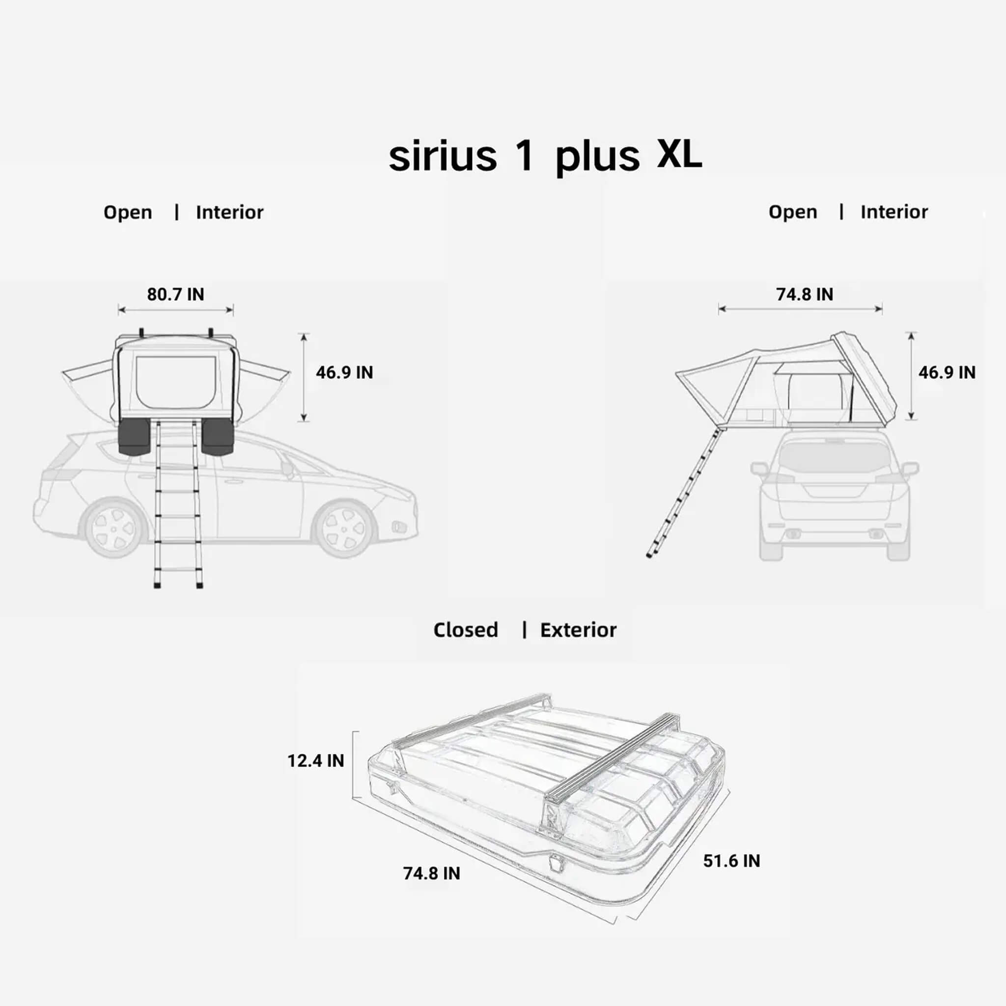 Naturnest Sirius 1 Plus XL Premium Hard Shell Rooftop Tent