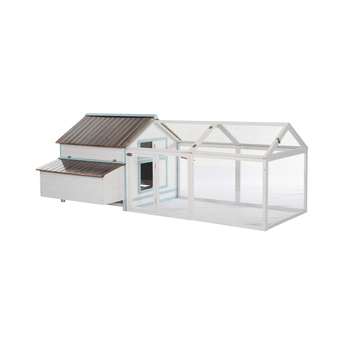 96-Inch Outdoor Fir Wood Chicken Coop With Nesting Box And Run