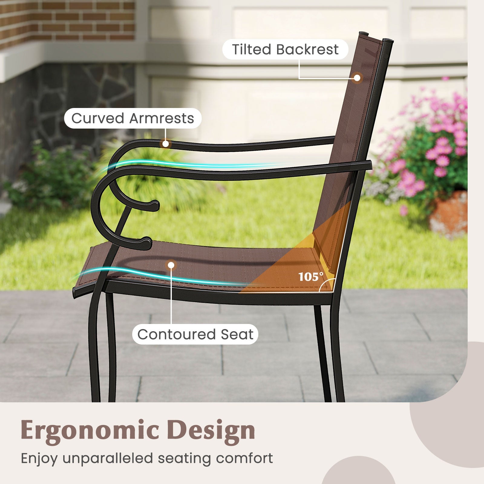 Outdoor Counter Height Bar Stools Set of 4 with Breathable Mesh Fabric