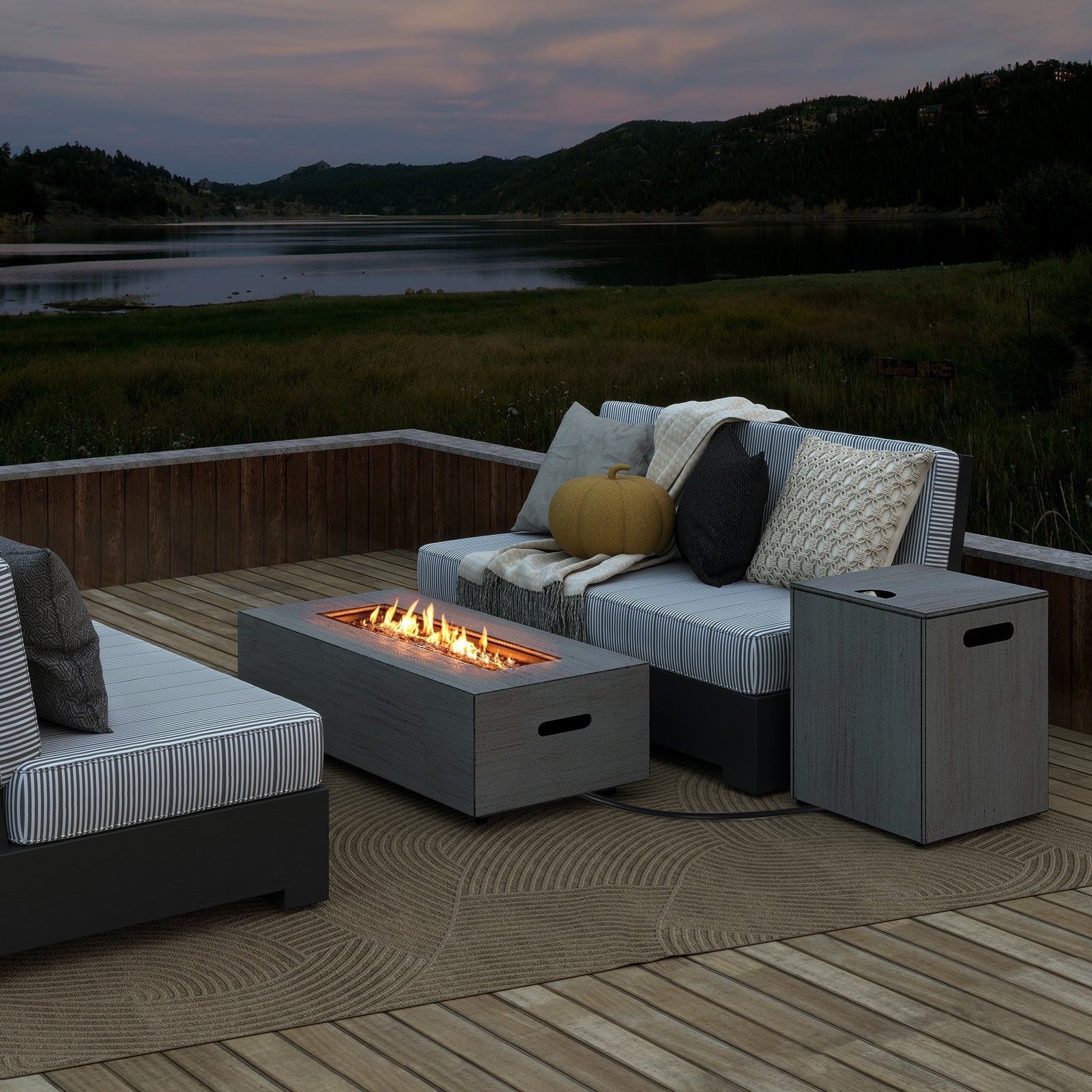 42 Inch 50 000 BTU Outdoor Rectangular Fire Table with Tank Holder