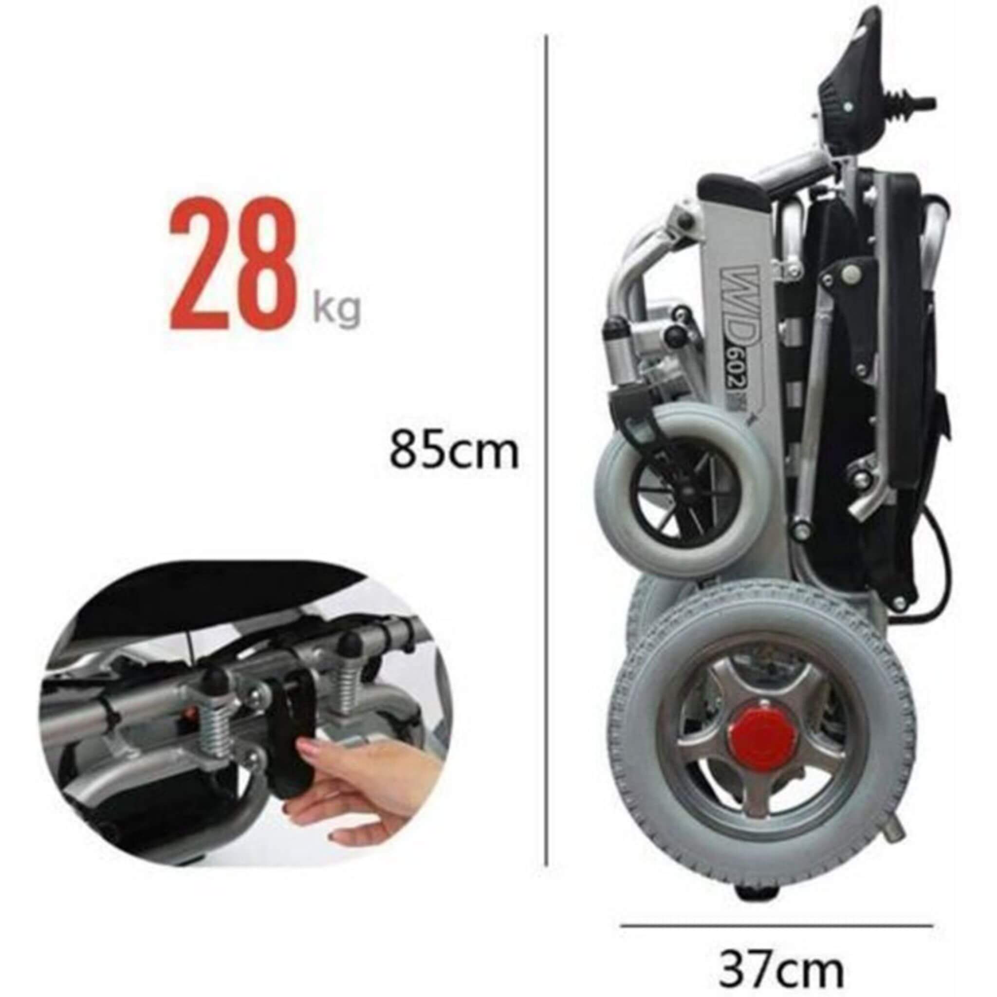 PCMOS WD602 17.5-Inch Heavy-Duty Electric Motorized Lightweight Wheelchair, 250LBS