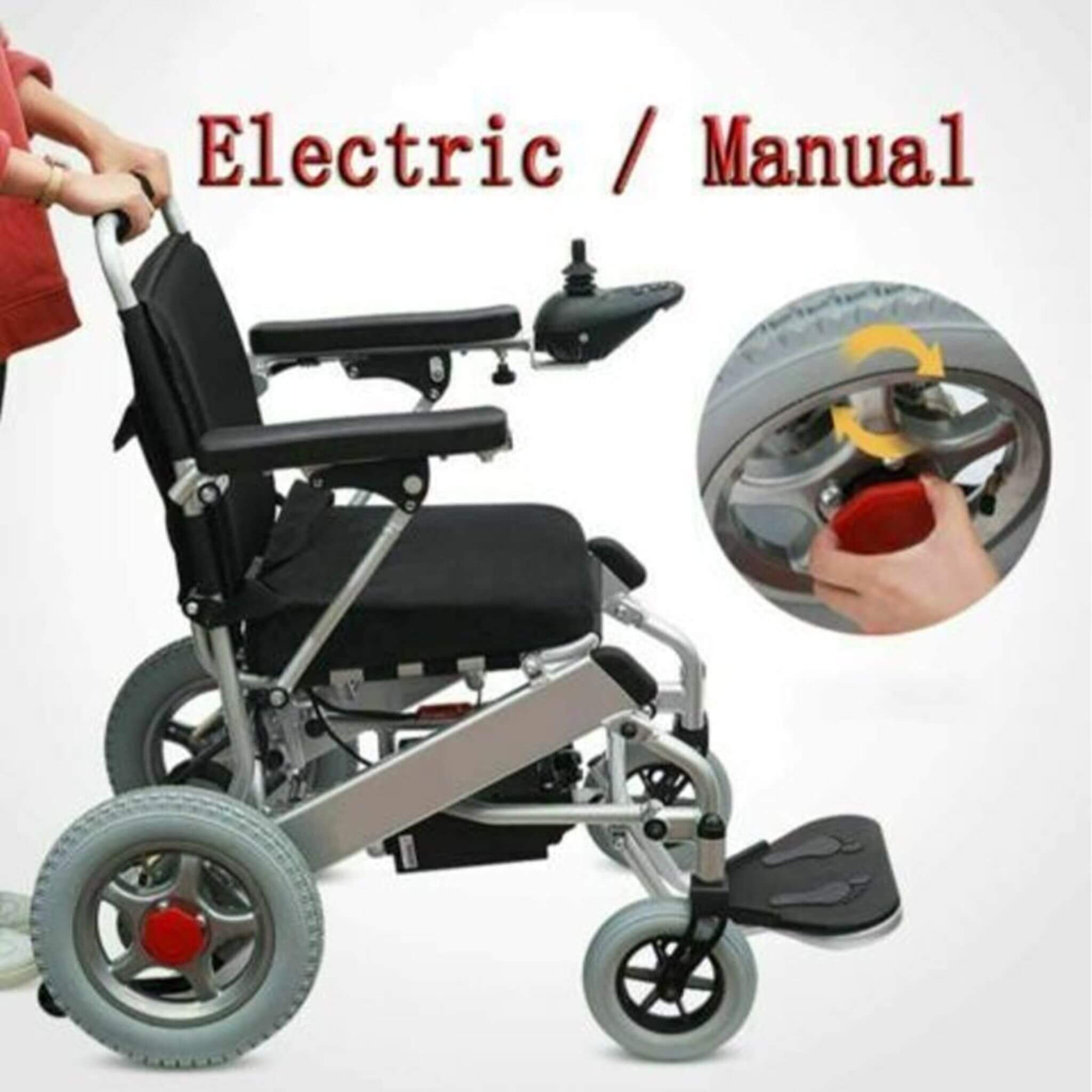 PCMOS WD602 17.5-Inch Heavy-Duty Electric Motorized Lightweight Wheelchair, 250LBS