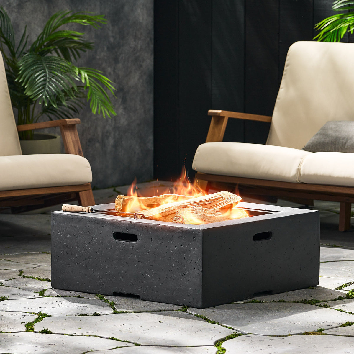 Outdoor 29" Square Wood-Burning Fire Pit