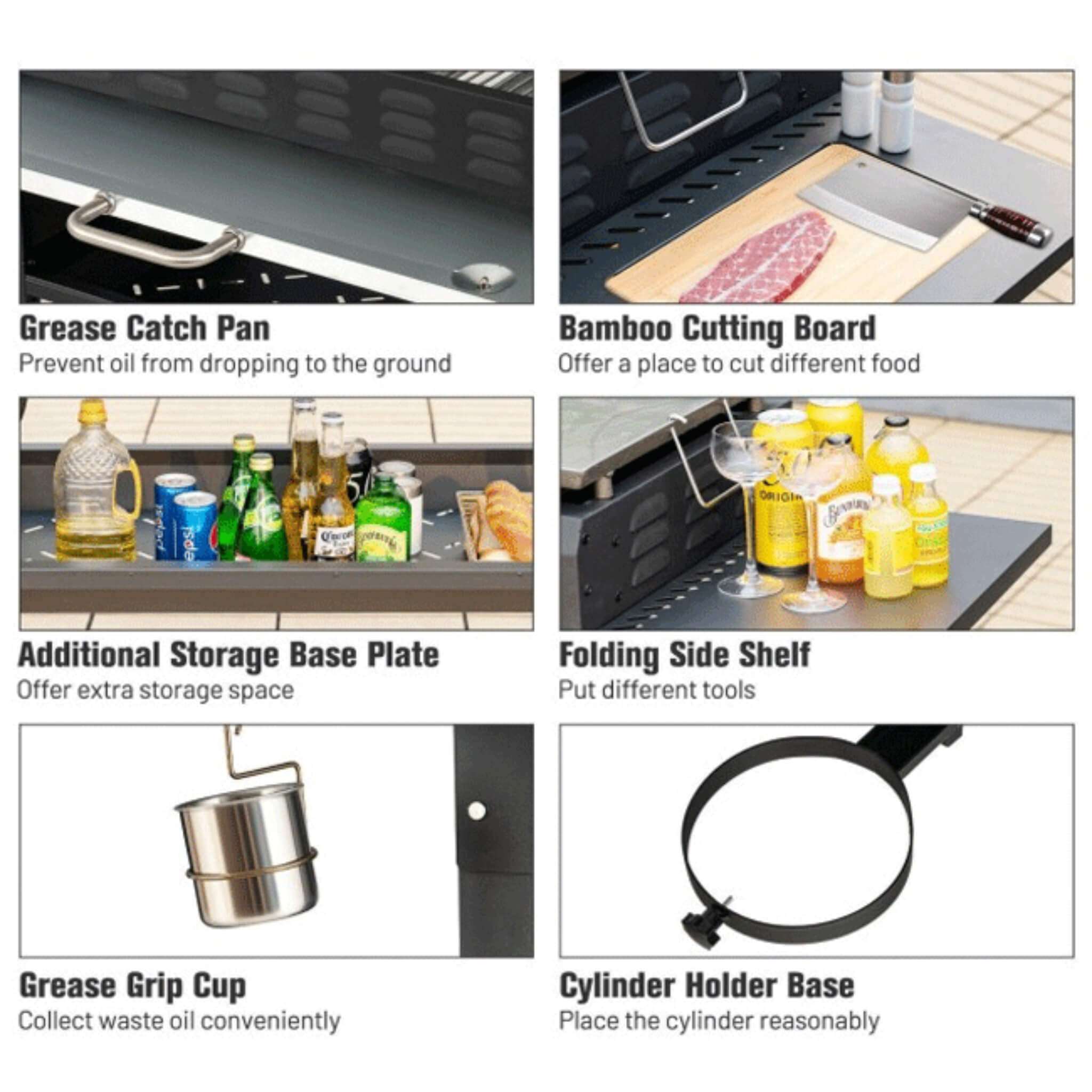 Portable Outdoor 4 Burner Propane Flat Top Gas Grill W/ Wheels, 60K BTU (SAK66104)