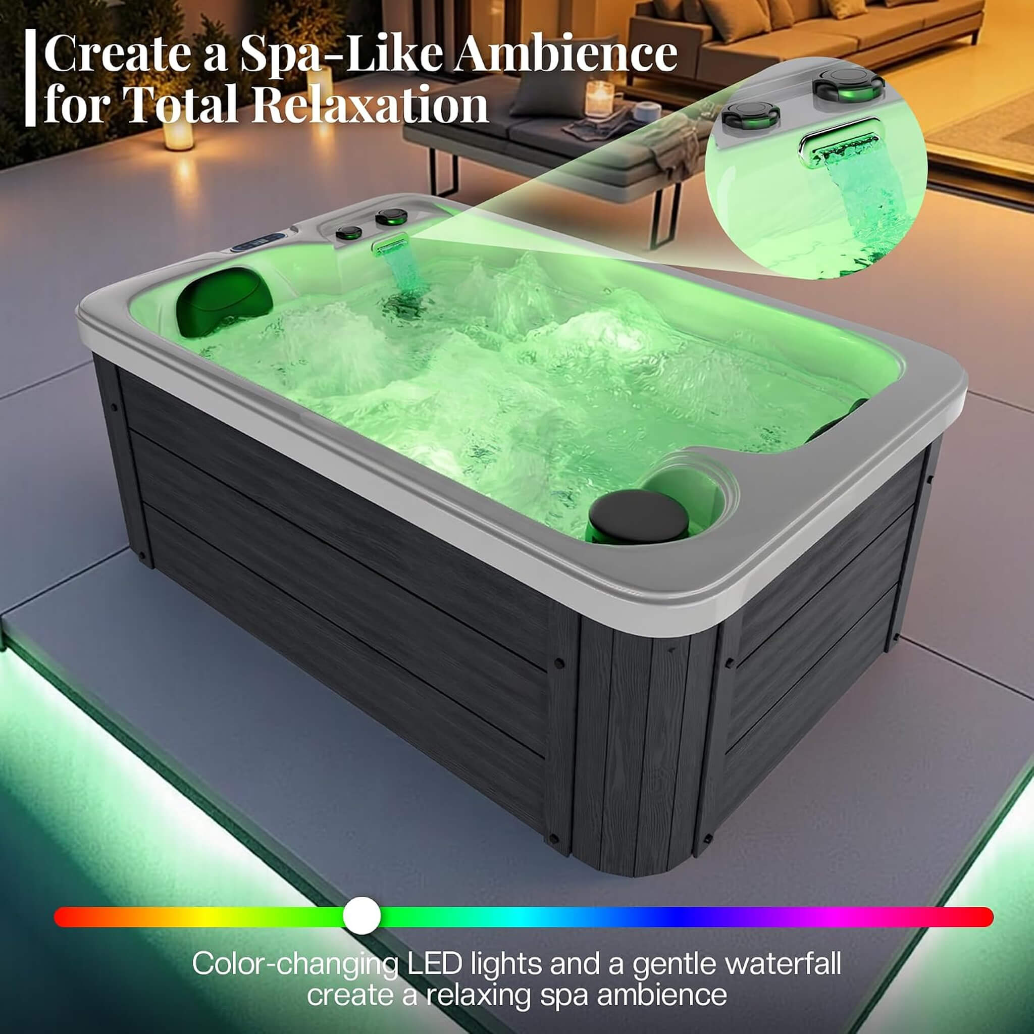 Nuvia Premium 2-Person Outdoor Hot Tub W/ 15 Stainless Steel Jets