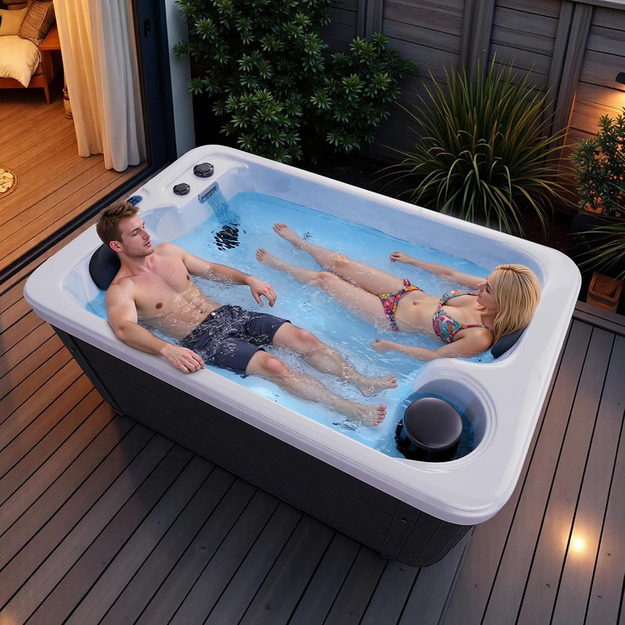 Nuvia Premium 2-Person Outdoor Hot Tub W/ 15 Stainless Steel Jets