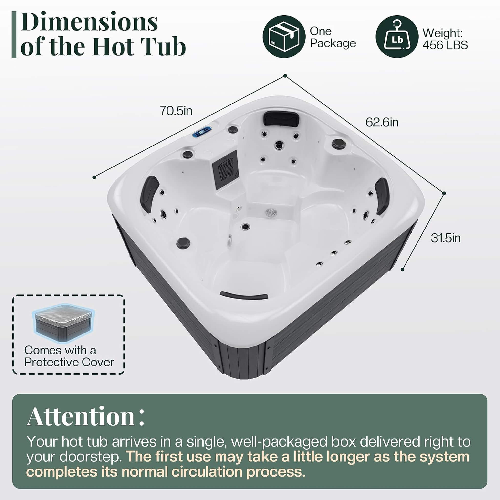 Nuvia Premium 4-Person Outdoor Hot Tub W/ 23 Stainless Steel Jets