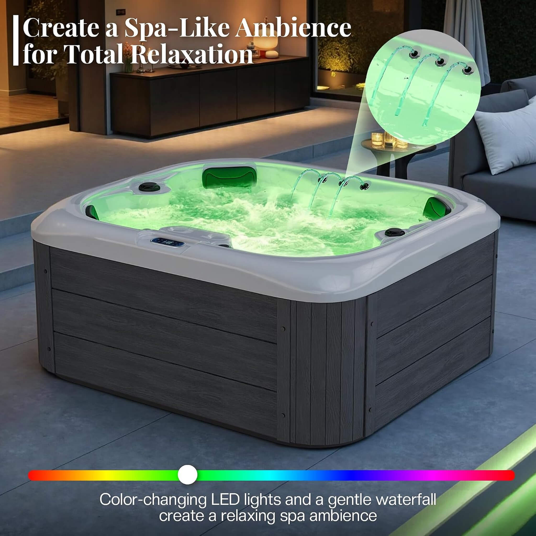 Nuvia Premium 4-Person Outdoor Hot Tub W/ 23 Stainless Steel Jets