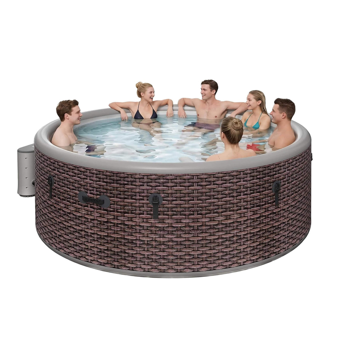Premium 77-Inch Inflatable 6-Person Drop-Stitch Hot Tub W/ 180 Massage Jets
