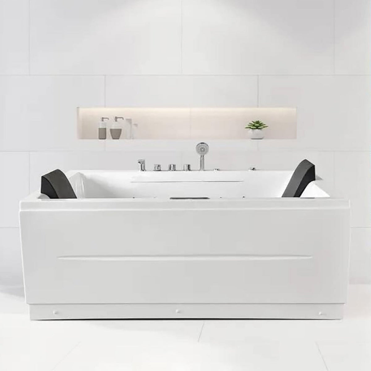 Luxara 71-Inch Premium Modern Acrylic Soaking Bathtub With Bubble Jets And LED Lighting