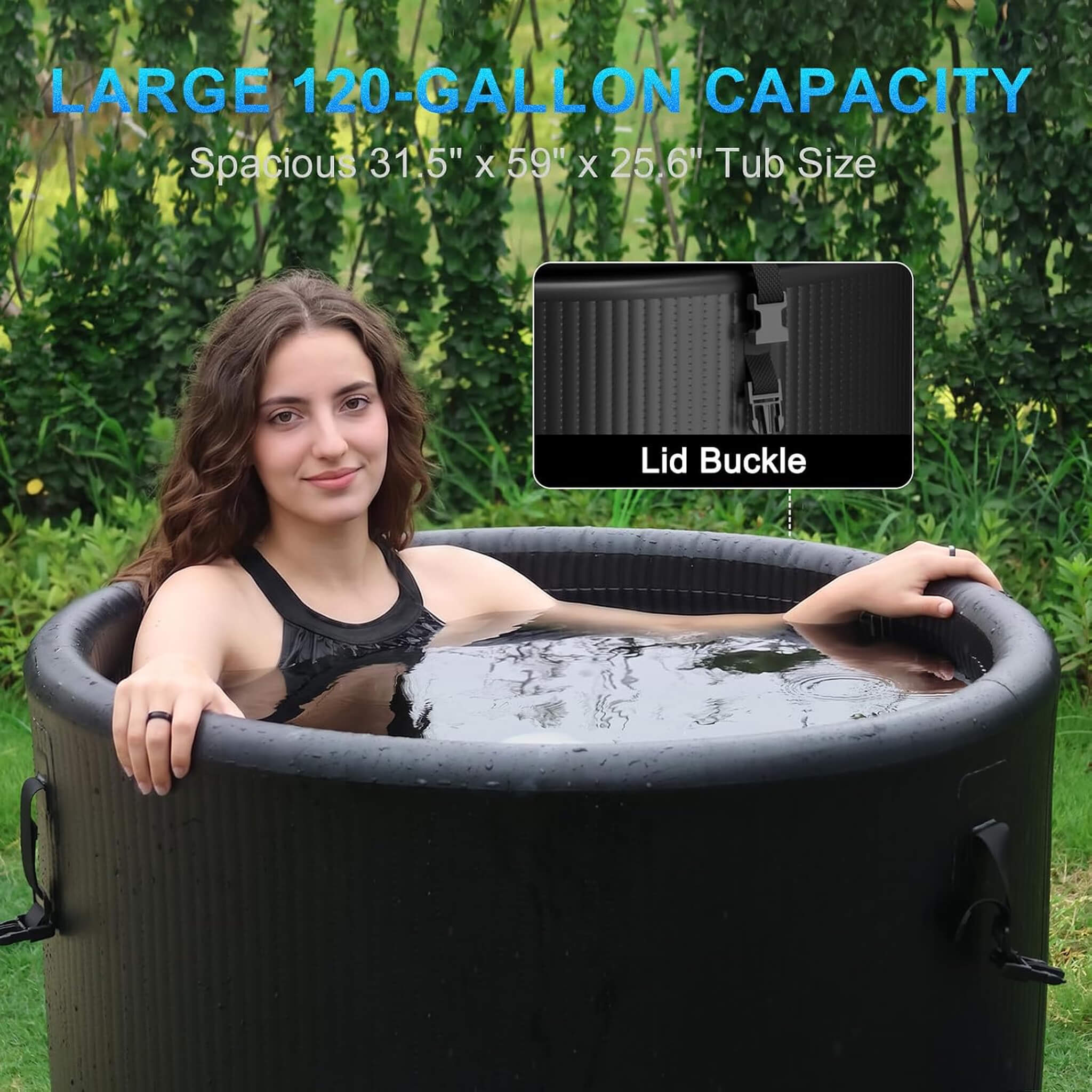 FCP Premium XL 120 Gal Cold Plunge Tub Kit With 1HP Chiller, Filter, And Pump