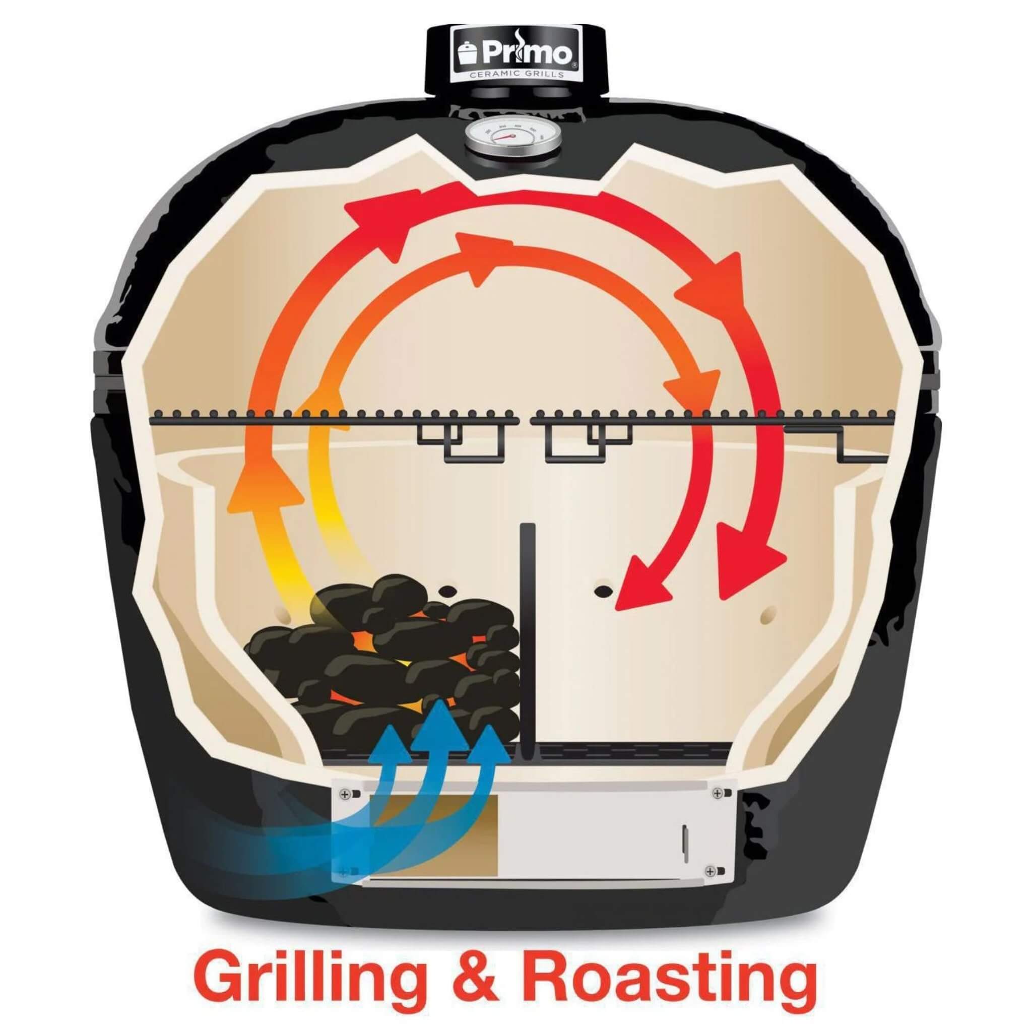 Primo Oval Large 300 Ceramic Kamado BBQ Grill W/ Stainless Steel Grates